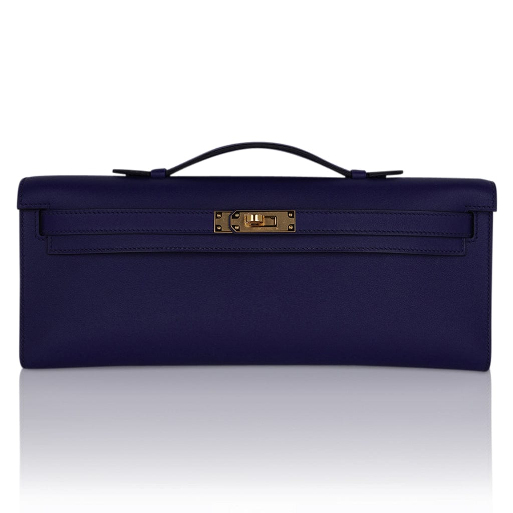 HERMÈS Kelly Pochette clutch in Blue Royal Swift leather with Gold  hardware-Ginza Xiaoma – Authentic Hermès Boutique