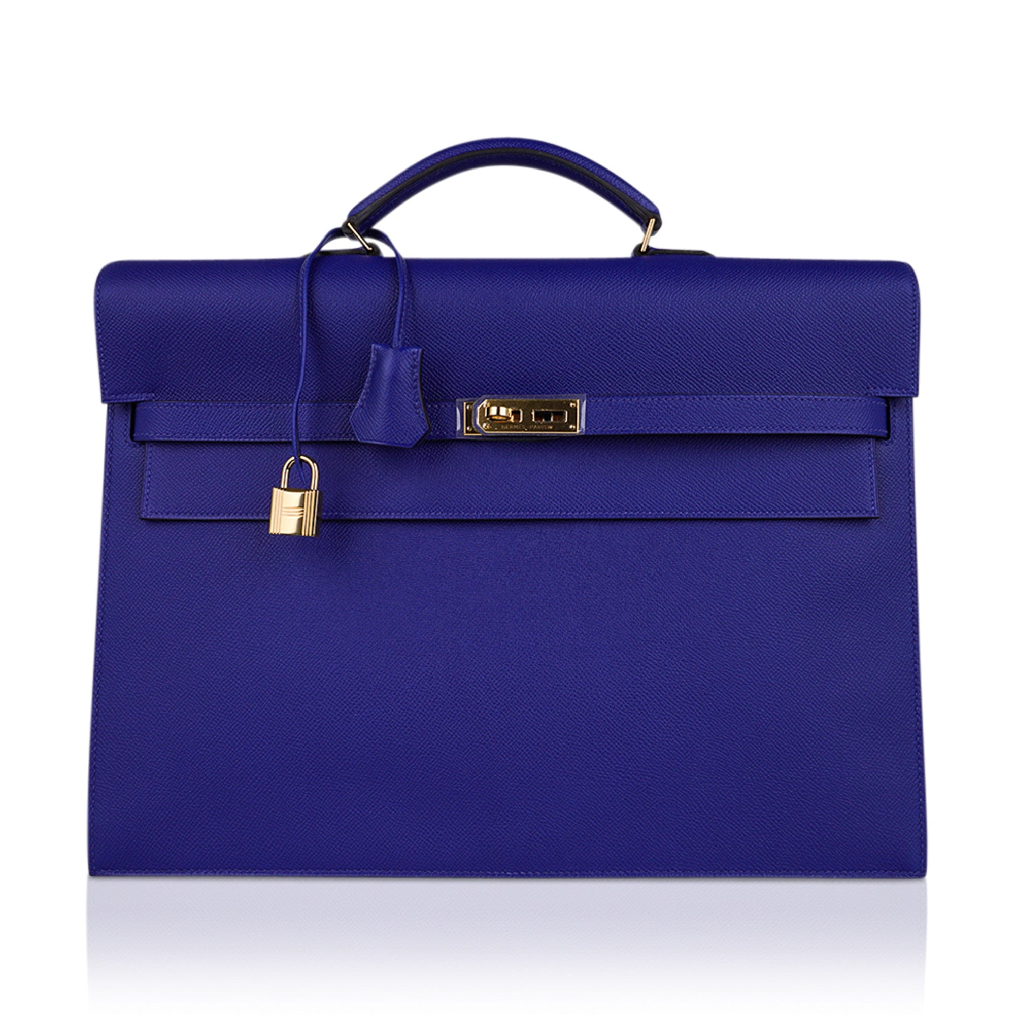 Hermes Special Order HSS Kelly Depeches 38 Briefcase Blue Electric