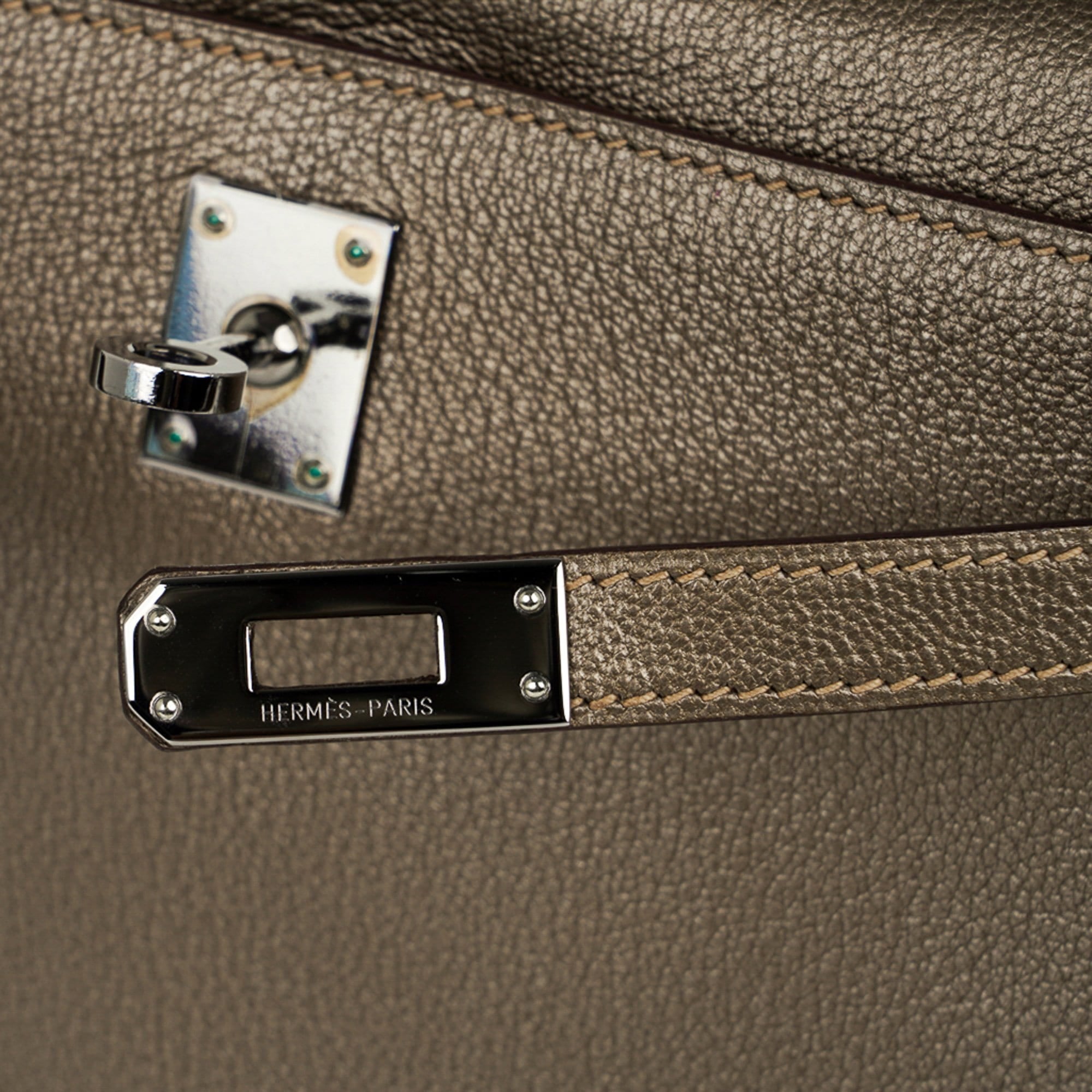 Hermes Kelly Pochette Clutch Bag Very Rare White Gold Hardware