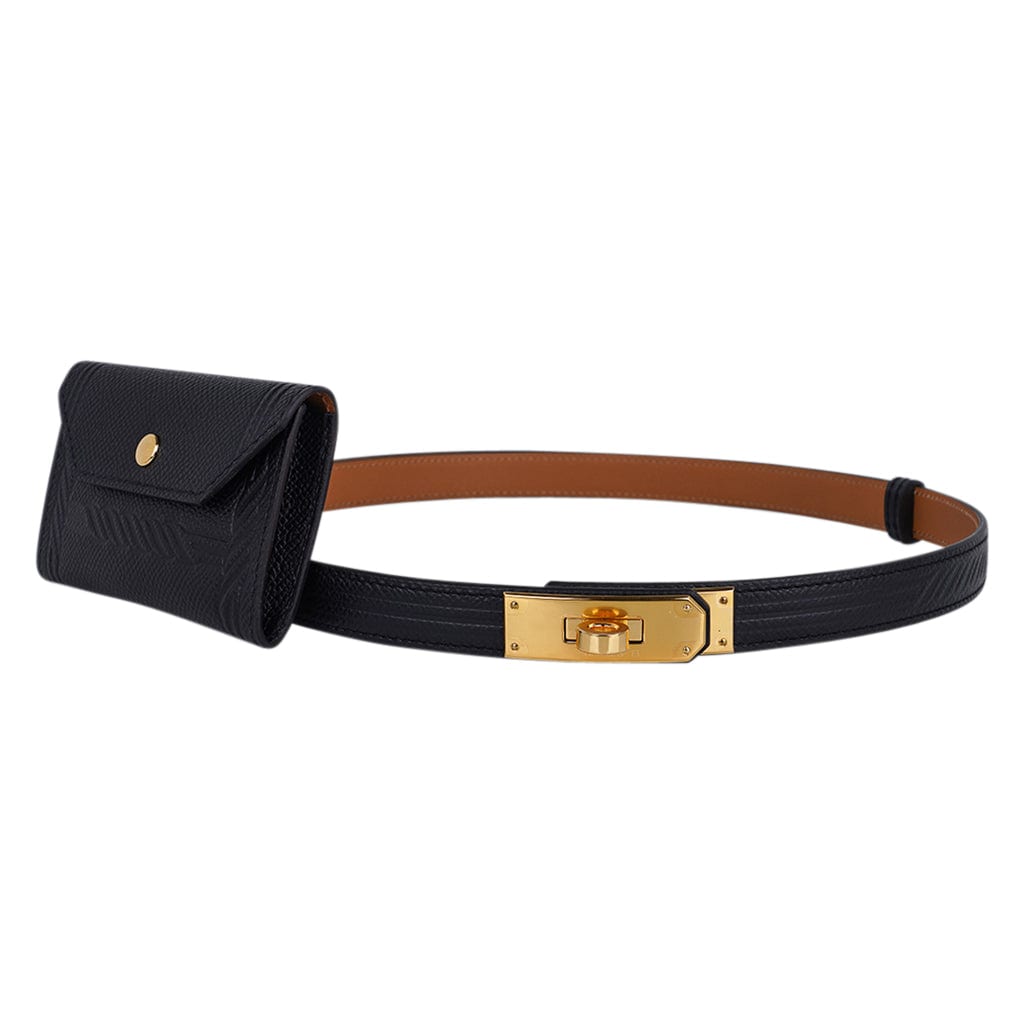 Hermes Kelly 18 Belt Black/Noir Epsom Rose Gold-plated hardware