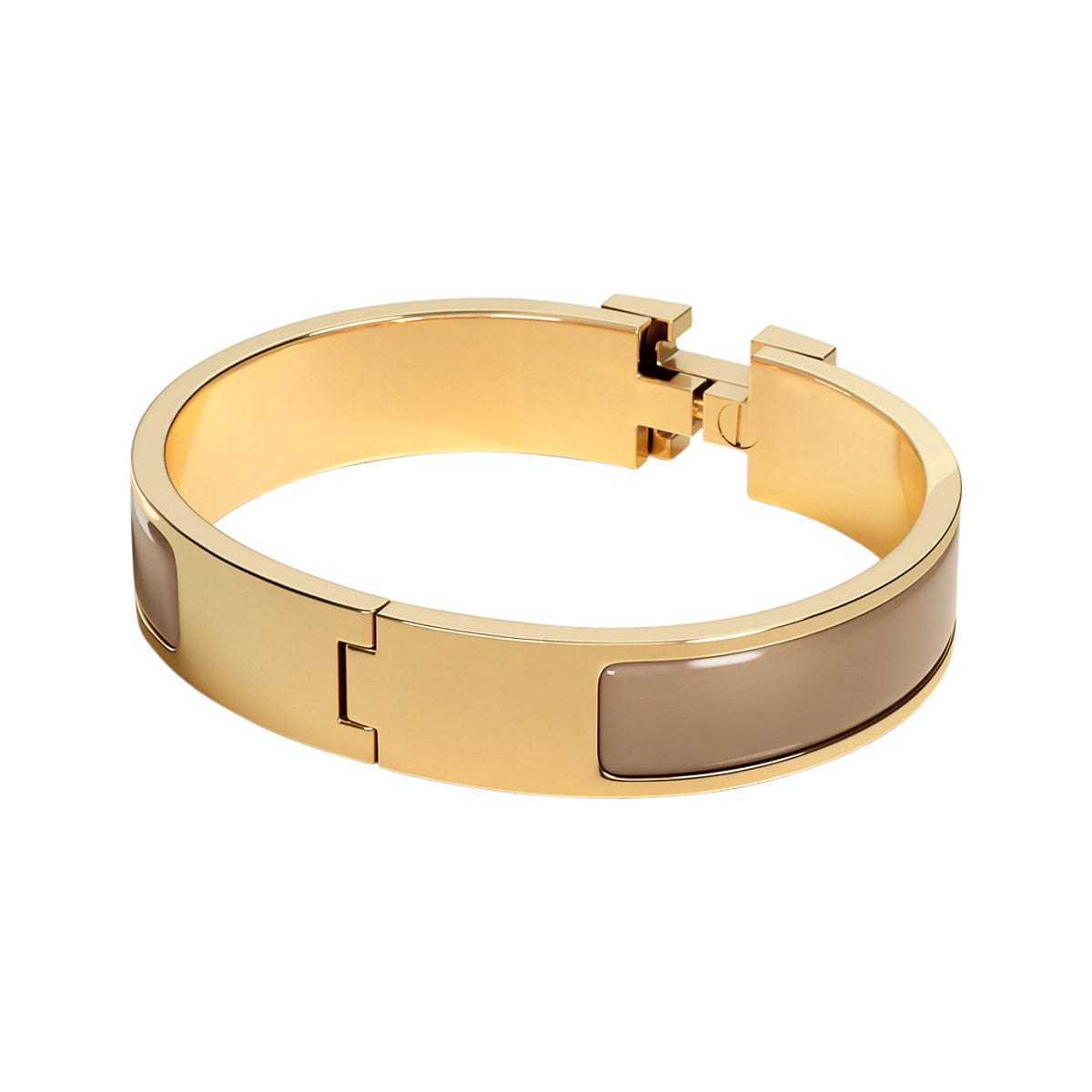 Shop HERMES Clic H bracelet PM Rose Gold / Black by CHARIOTLONDON