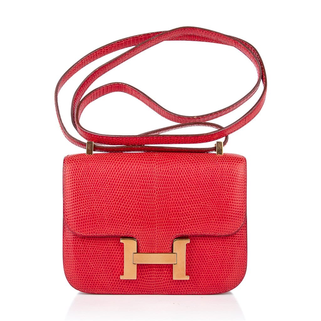1992 Hermes Constance 20 Red Lizard Micro Shoulder Bag. at 1stDibs