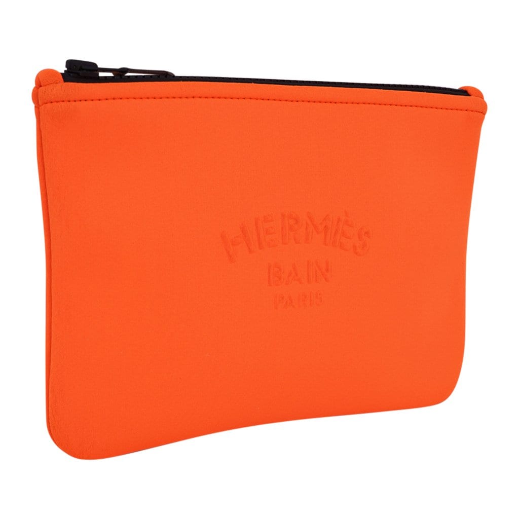 Hermes Neobain PM Cosmetic Pouch Bag Polyamide Navy w/ Box Free