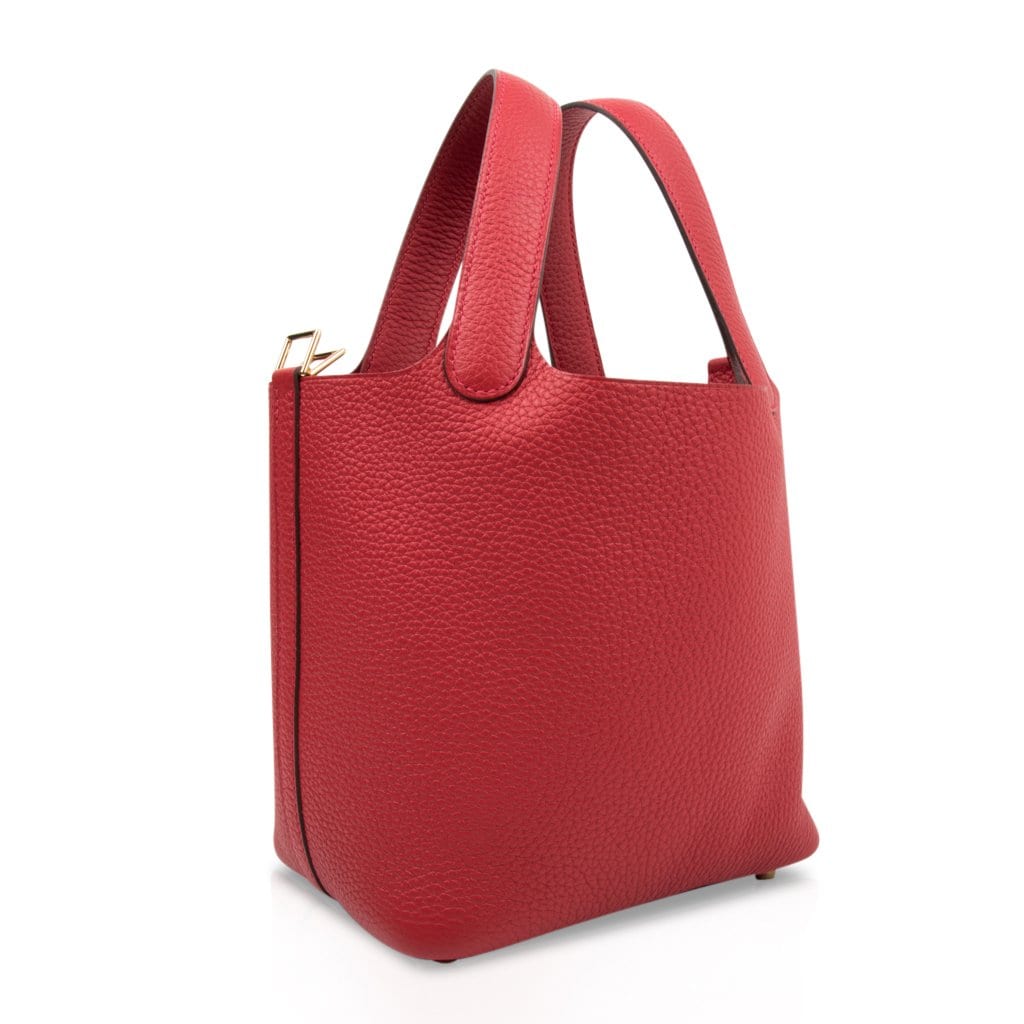 Hermes Picotin Lock bag GM Rouge pivoine Clemence leather Silver hardware