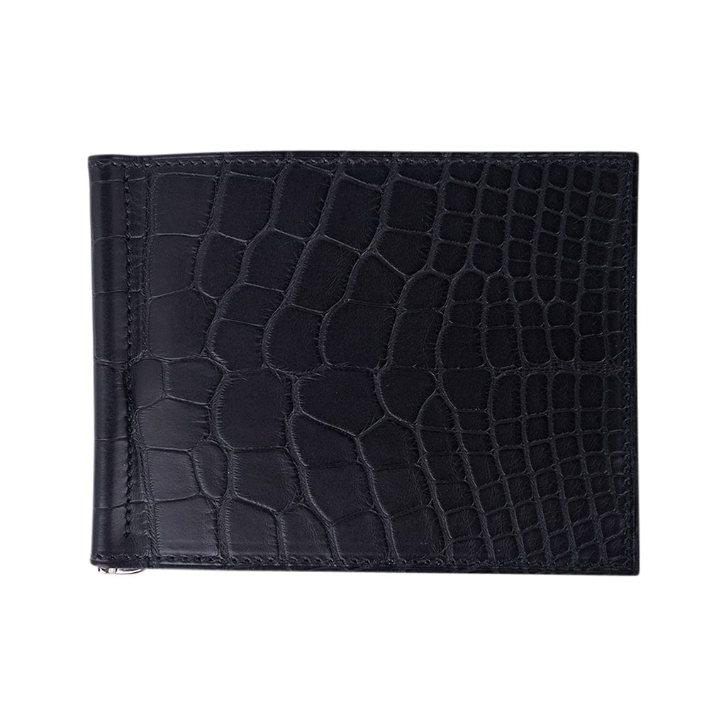 Hermes Poker Compact Wallet Black Matte Alligator – Mightychic