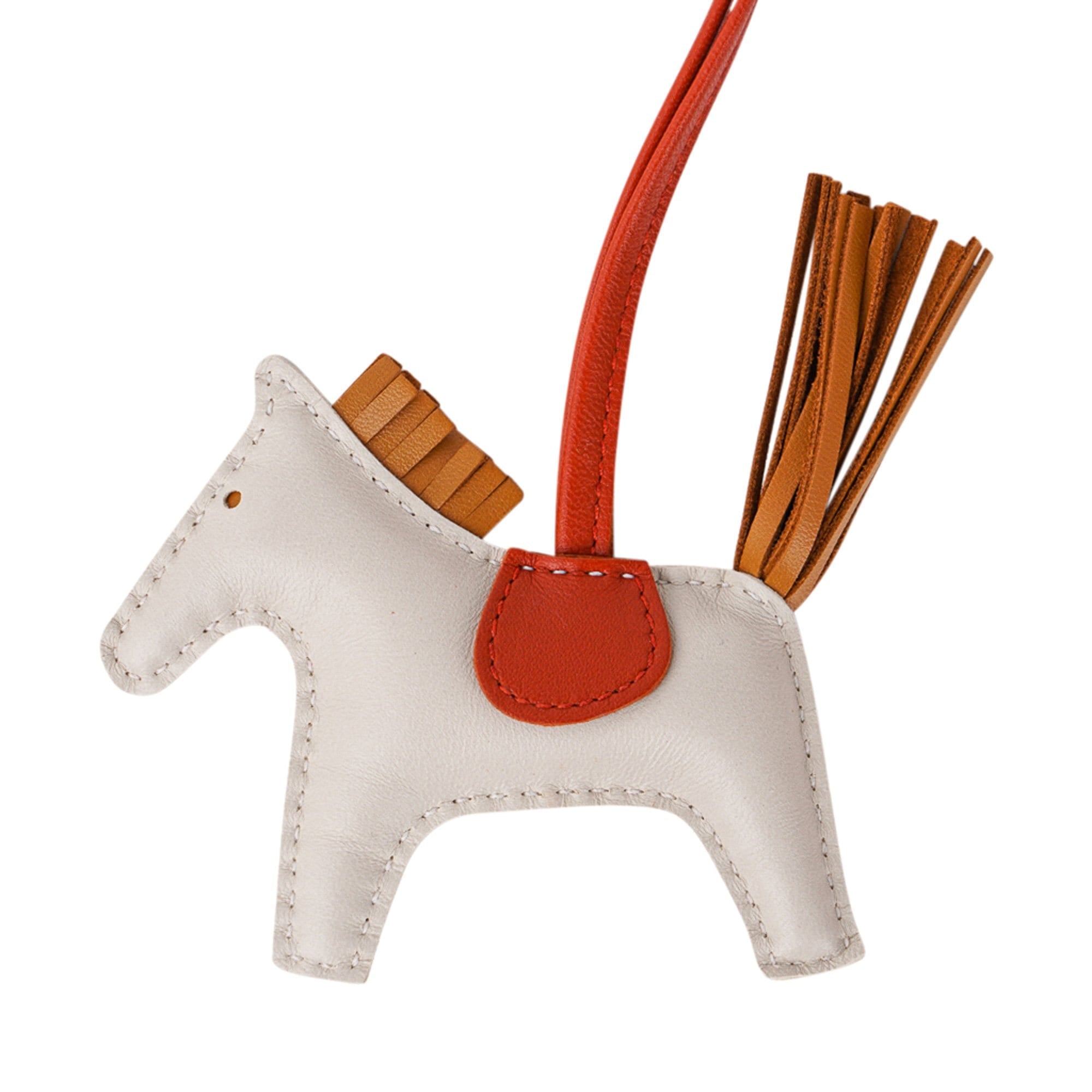 Hermes Celeste/Naturel Bouton D'Or/Cornaline GriGri Rodeo Horse Bag Charm  Hermes