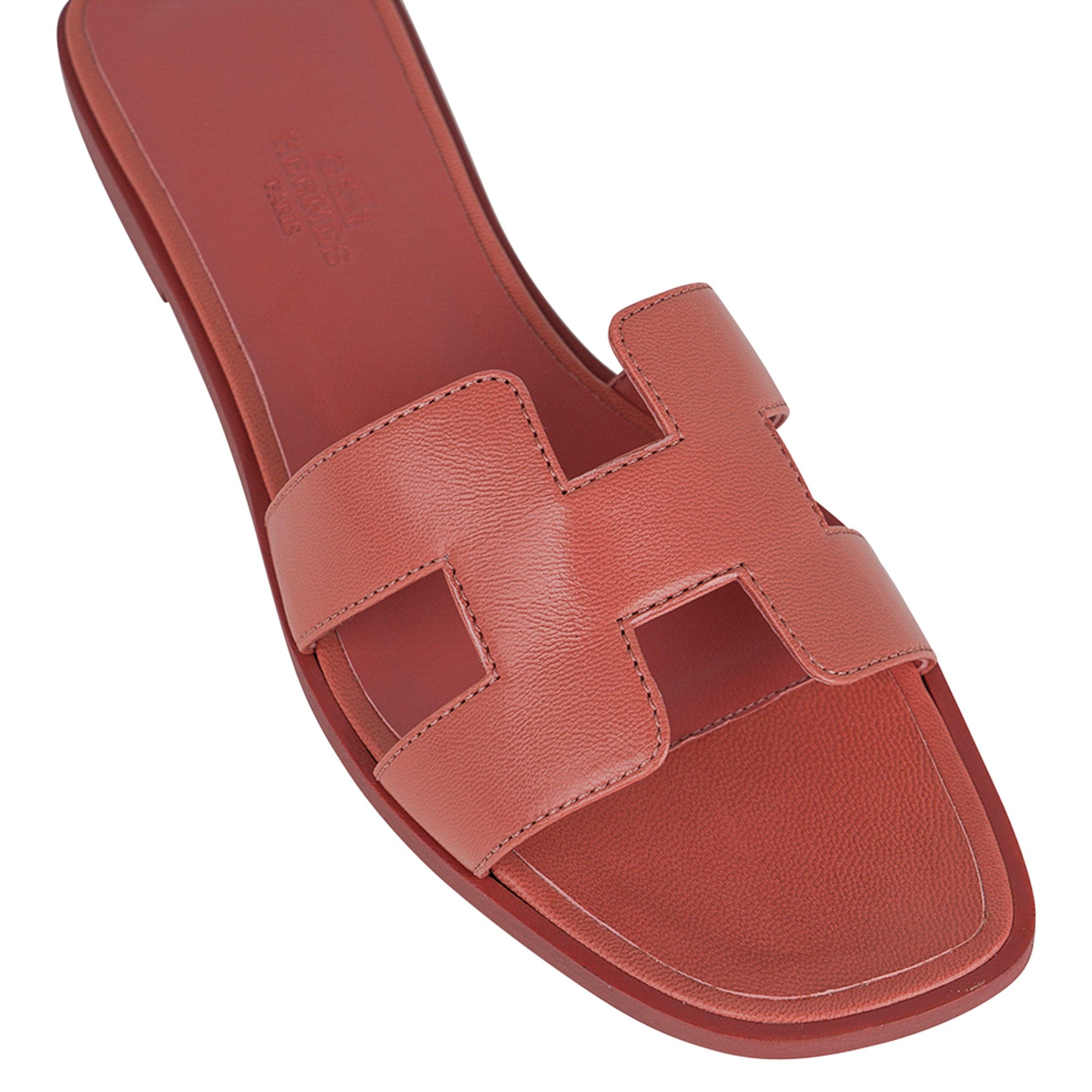 Hermes Rose Aube Oran Sandal Flat Shoes 37.5 – Mightychic