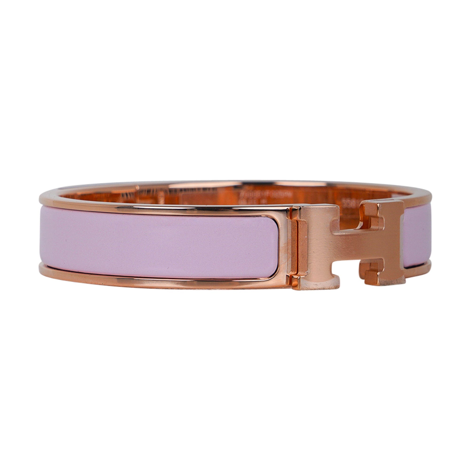 Hermès Clic Clac H Narrow Black Enamel Bracelet Rose Gold Hardware