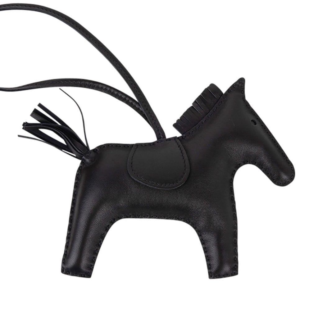 Hermes [45] Black/Black Milo Accessoire de Sac Rodeo PM Horse Bag Charm,  BNIB!