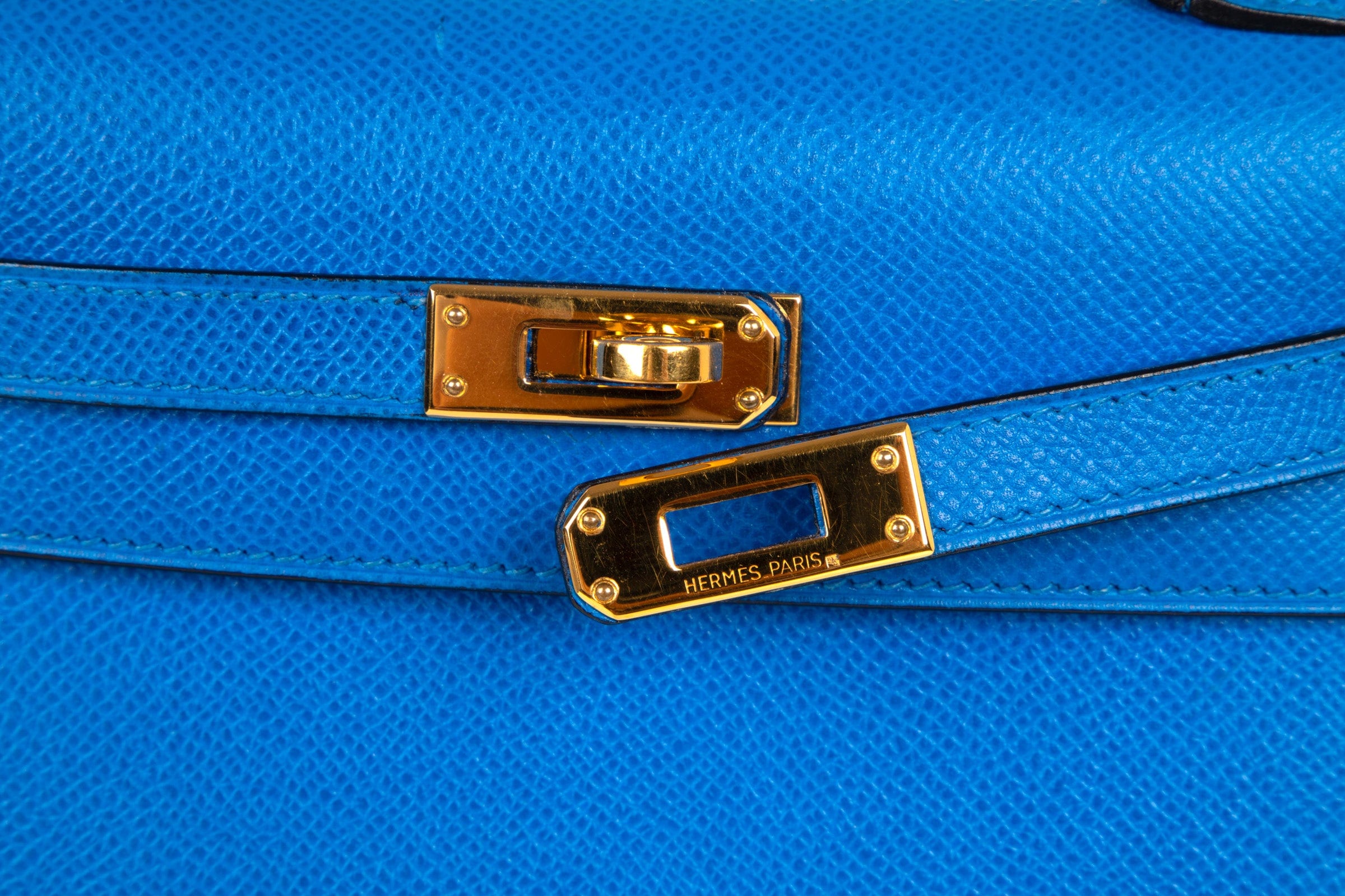 Hermes Vintage Kelly 20 Sellier Mini Blue de France Courchevel