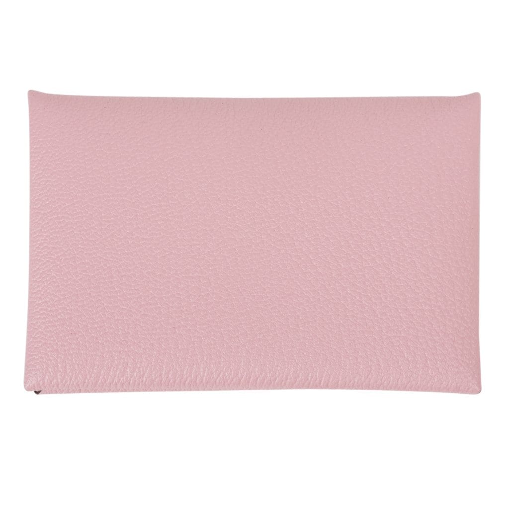 Calvi leather card wallet Hermès Pink in Leather - 33677246