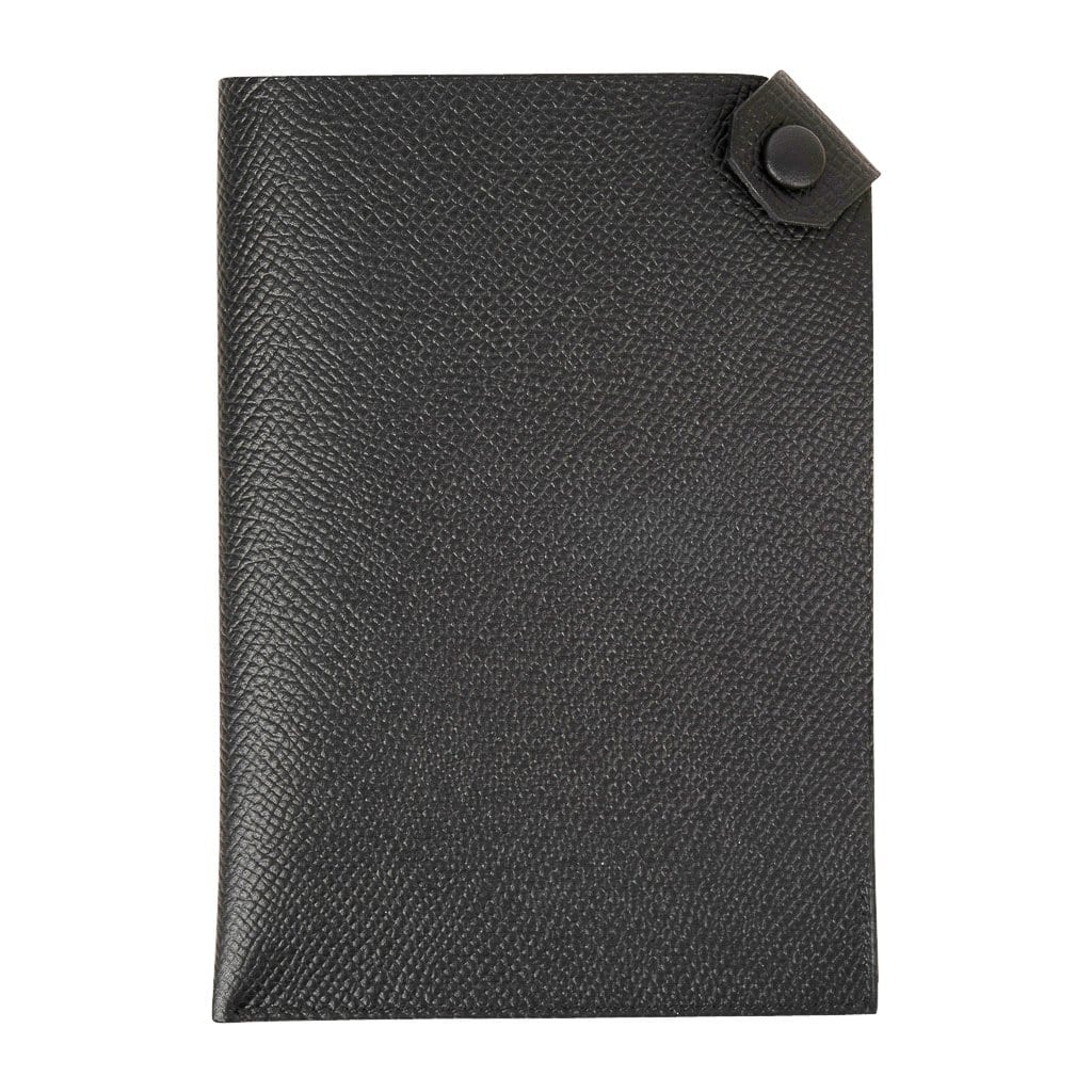 Hermes Tarmac Passport Holder Black Epsom Leather – Mightychic