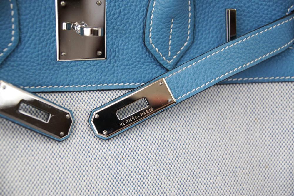 Hermès HERMES BIRKIN 30 Blue Jean Togo Palladium Leather ref.583916 - Joli  Closet