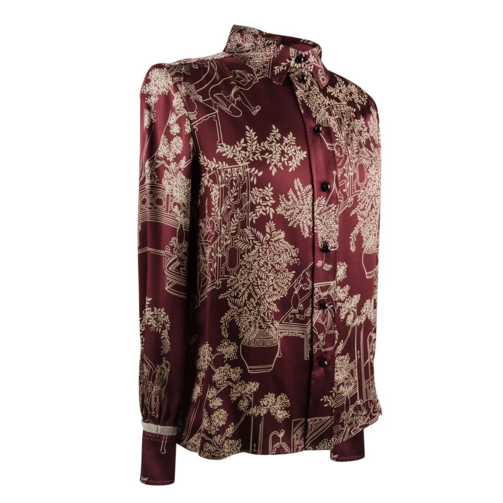 Auth Women's Louis Vuitton Shirt Blouse Brown Size Large 3/4 Length Sleeve  LV