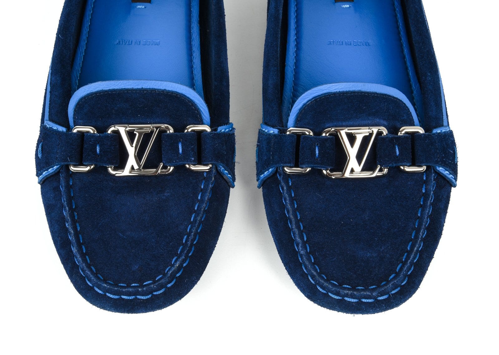 Authentic Louis Vuitton Monte Carlo Blue Leather Mens Loafer US8.5