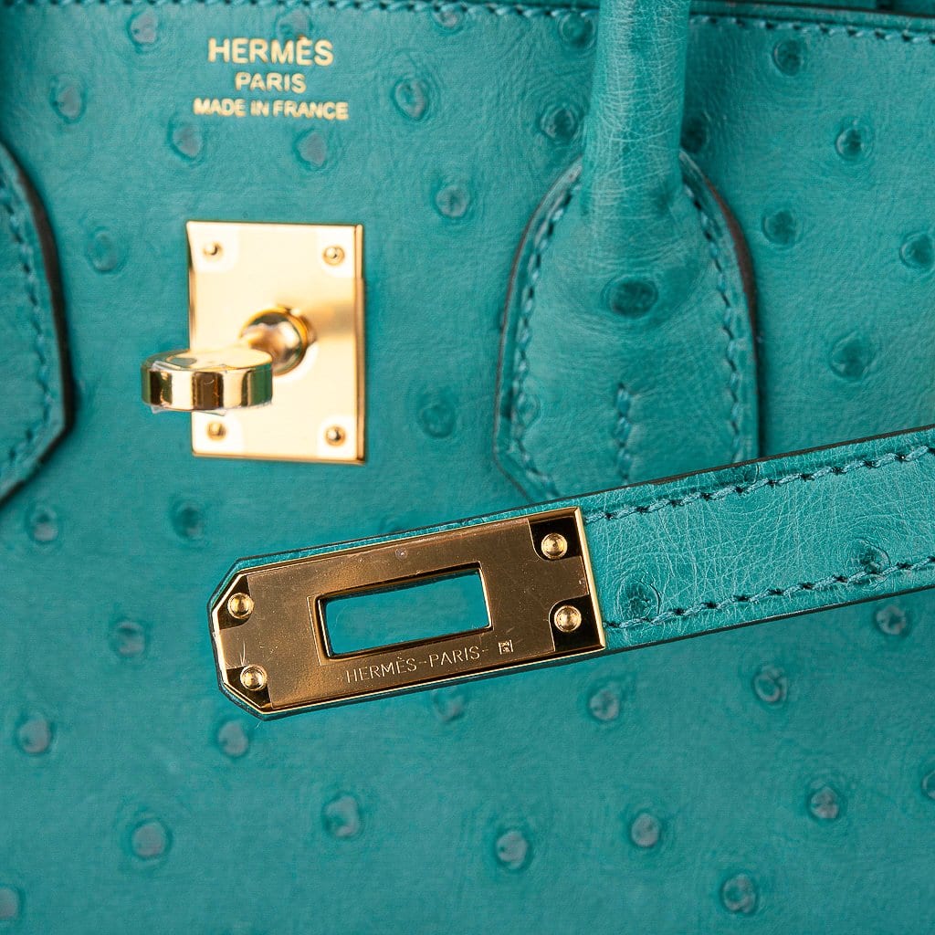 Perfect Hermes HERMES Birkin 25CM 61 Vert Olive Ostrich Full handmade  25x20x13cm - lushenticbags