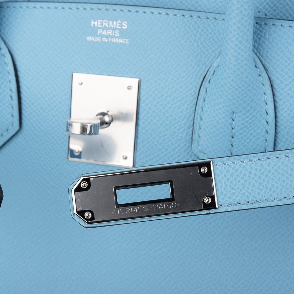 Hermes Birkin Bag 30cm Celeste Sky Blue Epsom Gold Hardware