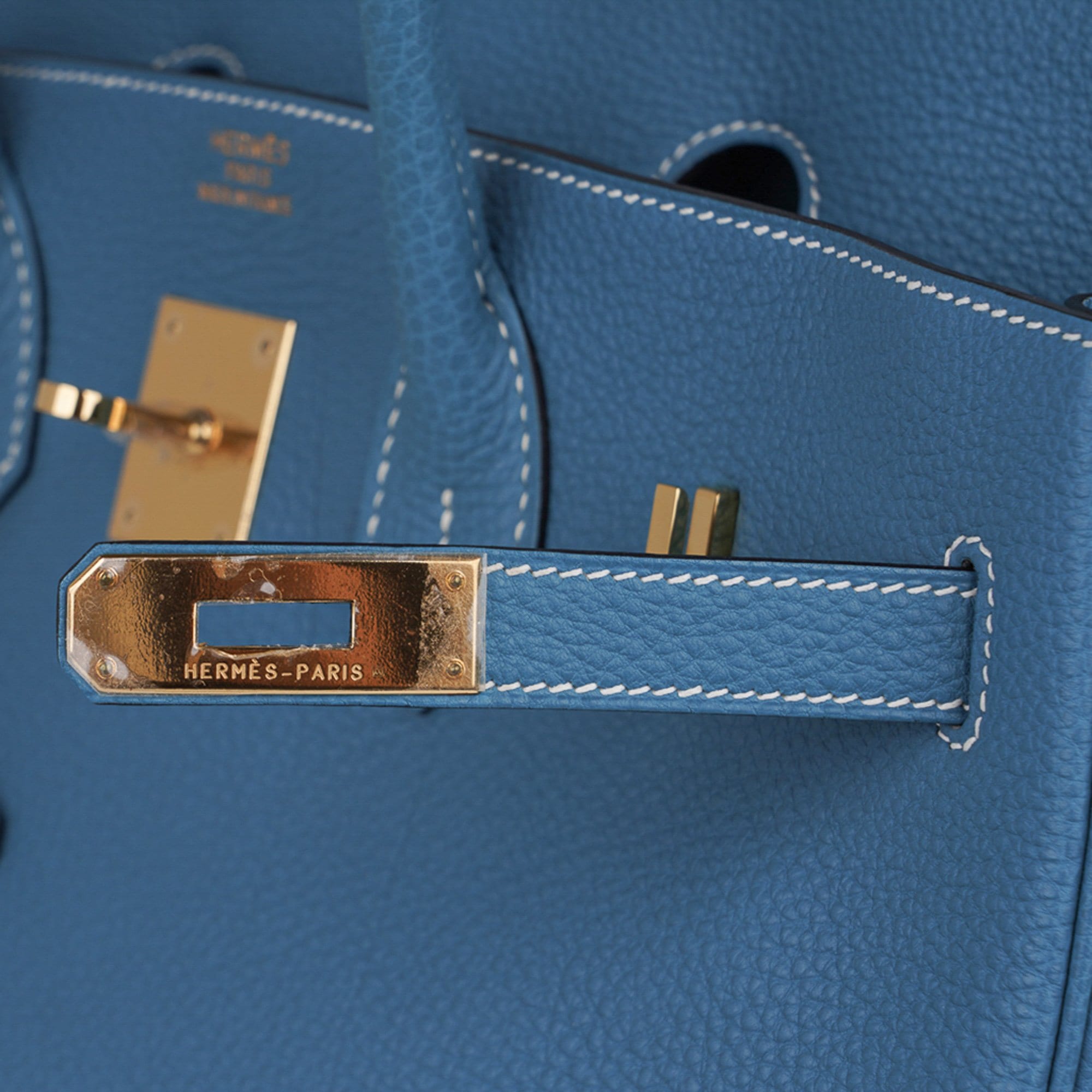 Hermes Birkin 35 Bleu Lin Togo Gold Hardware #P - Vendome Monte Carlo