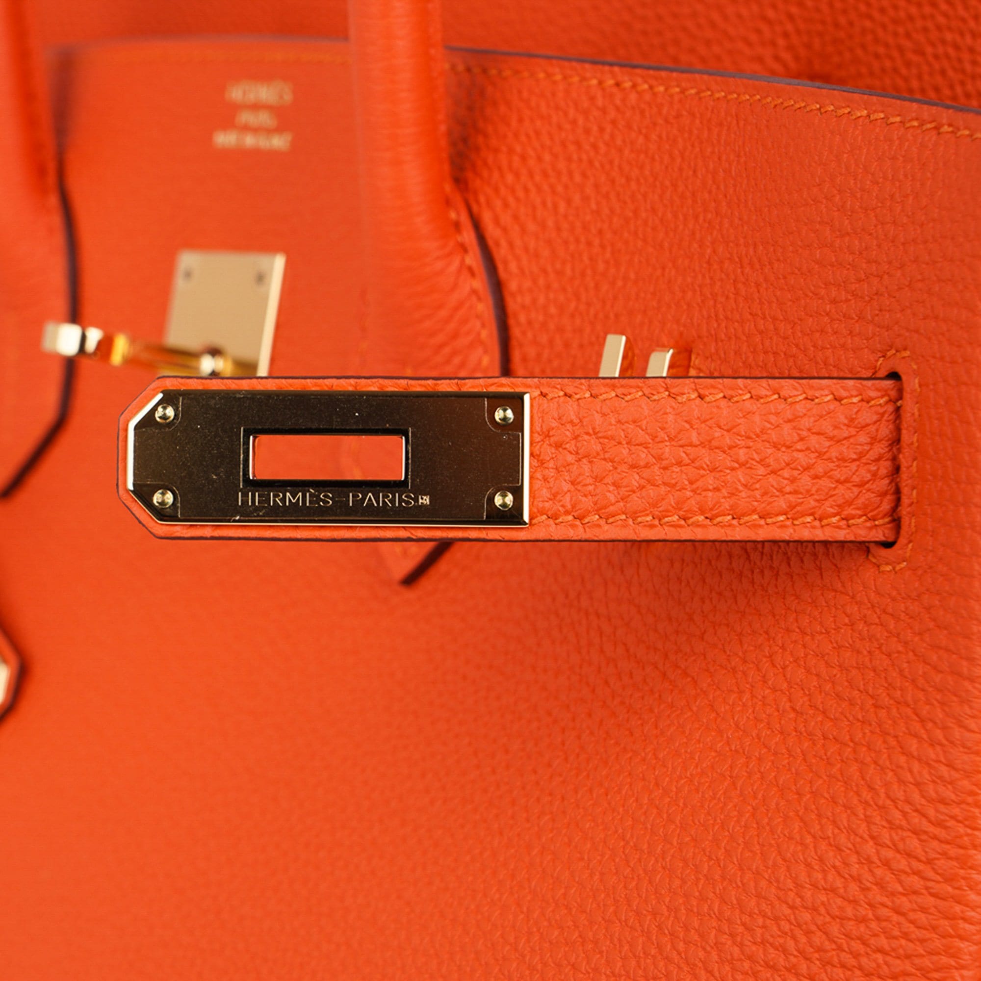 Hermes Birkin 30 Feu/ Orange Togo Leather T Stamp Gold Hardware