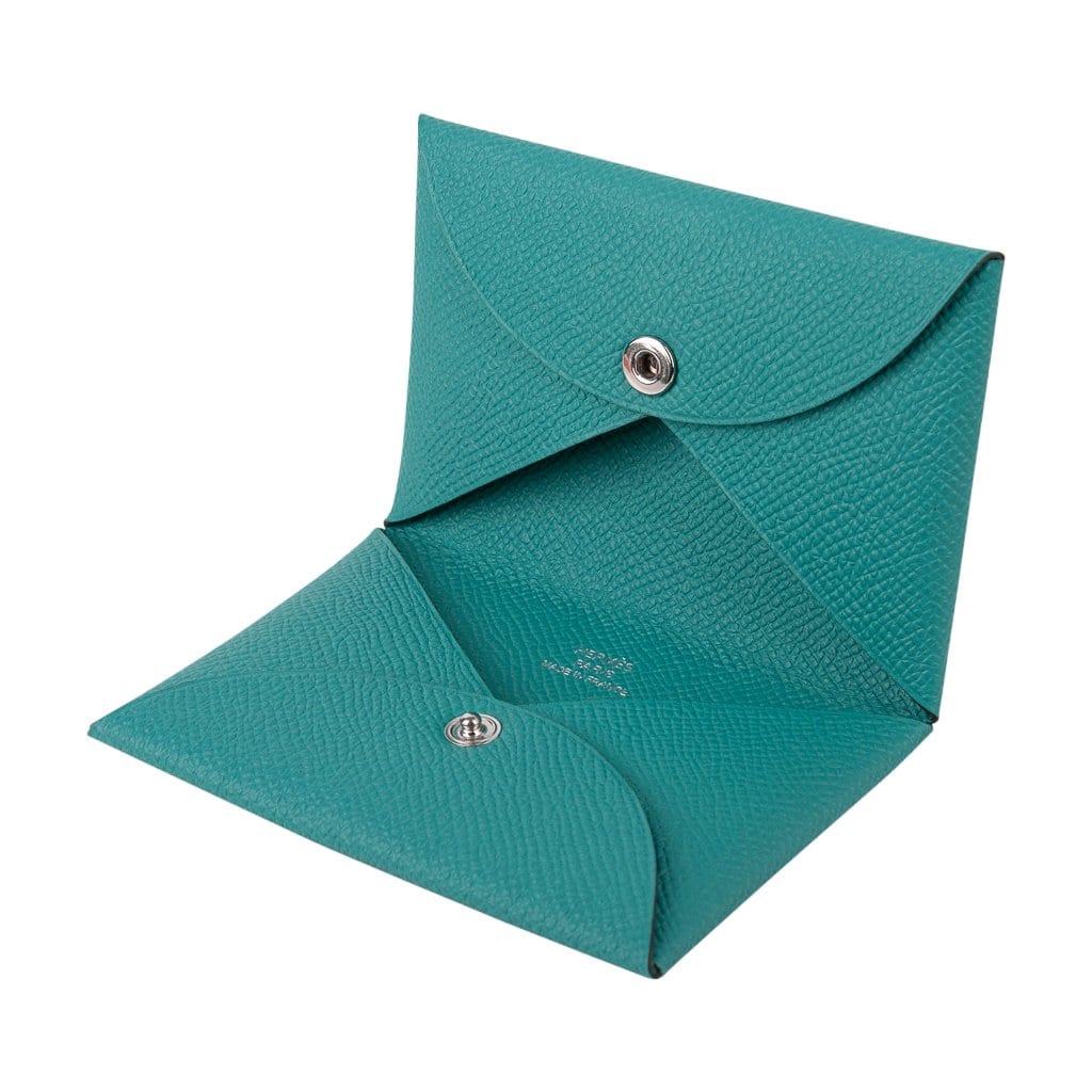 Hermes Calvi Card Holder Vert Verone Epsom Leather New w/ Box – Mightychic