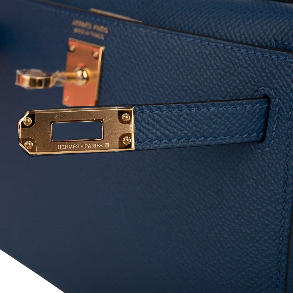 Hermes Kelly Sellier 20 Bleu Iris Ostrich Gold Hardware – Madison