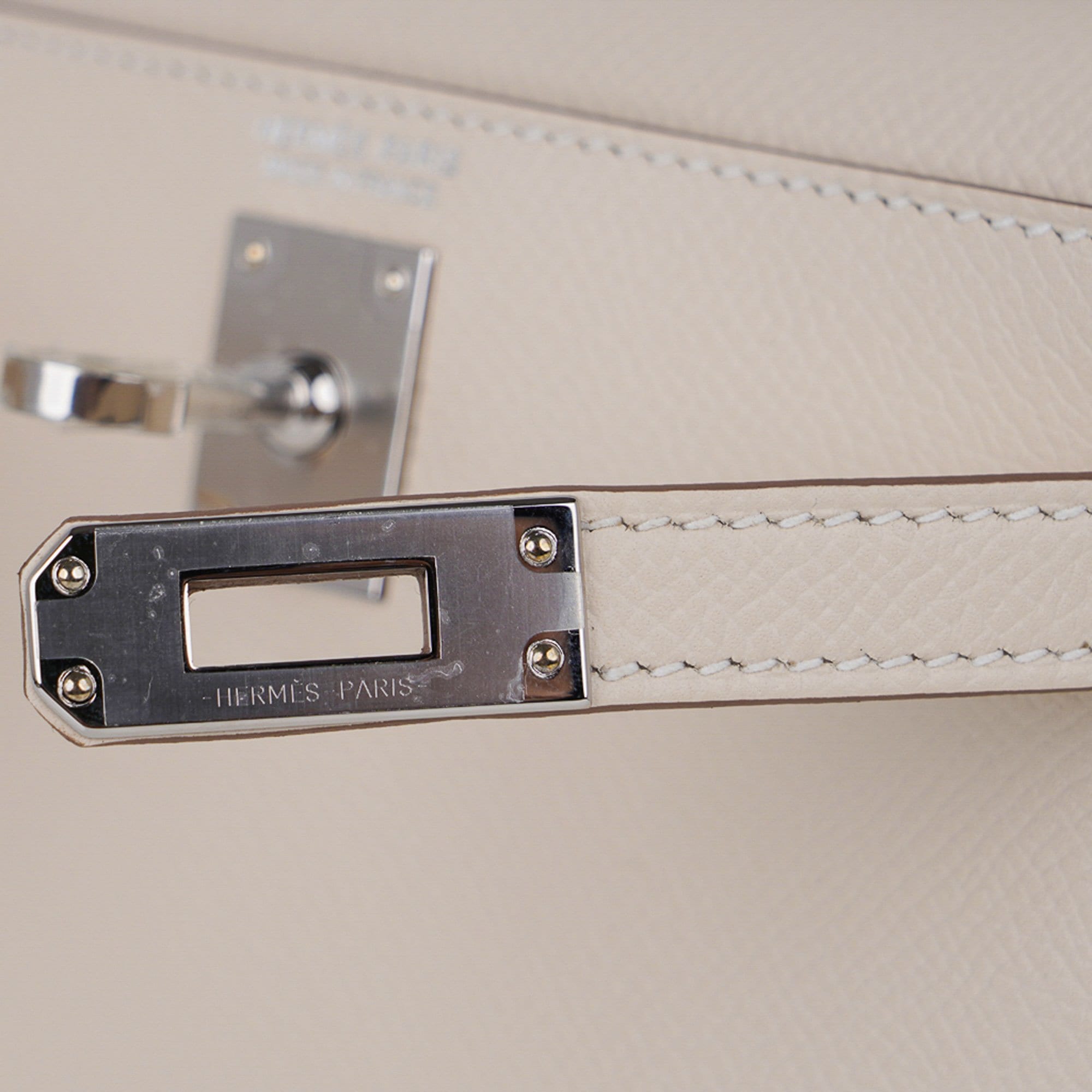 Hermes Kelly Sellier HSS 20 Mini Bag Craie / Bleu Indigo Epsom Palladium
