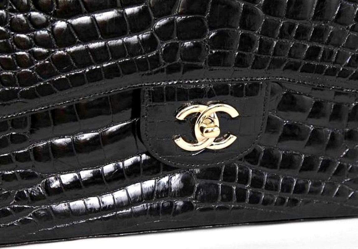 Buy Chanel Classic Double Flap Bag Alligator Medium Blue 347401