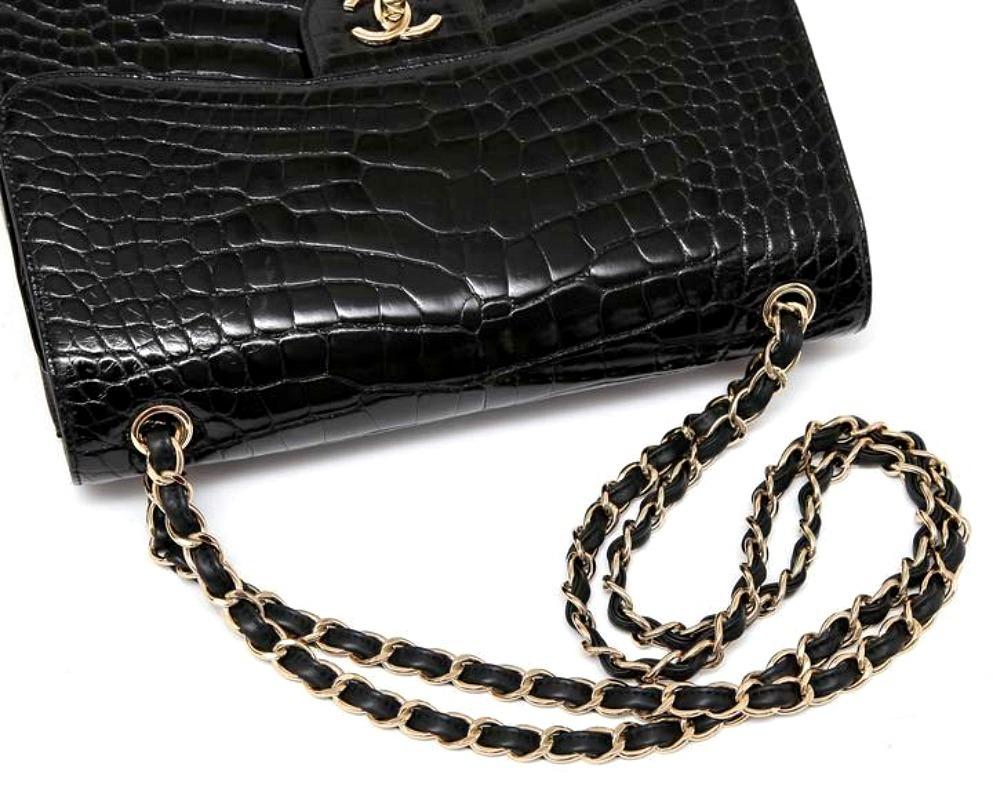 Chanel Crocodile Black Jumbo Bag