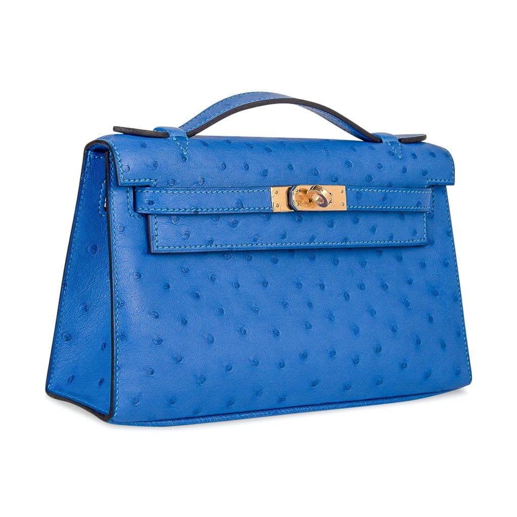 Replica Hermes Kelly Pochette Bag In Blue Glacier Epsom Leather