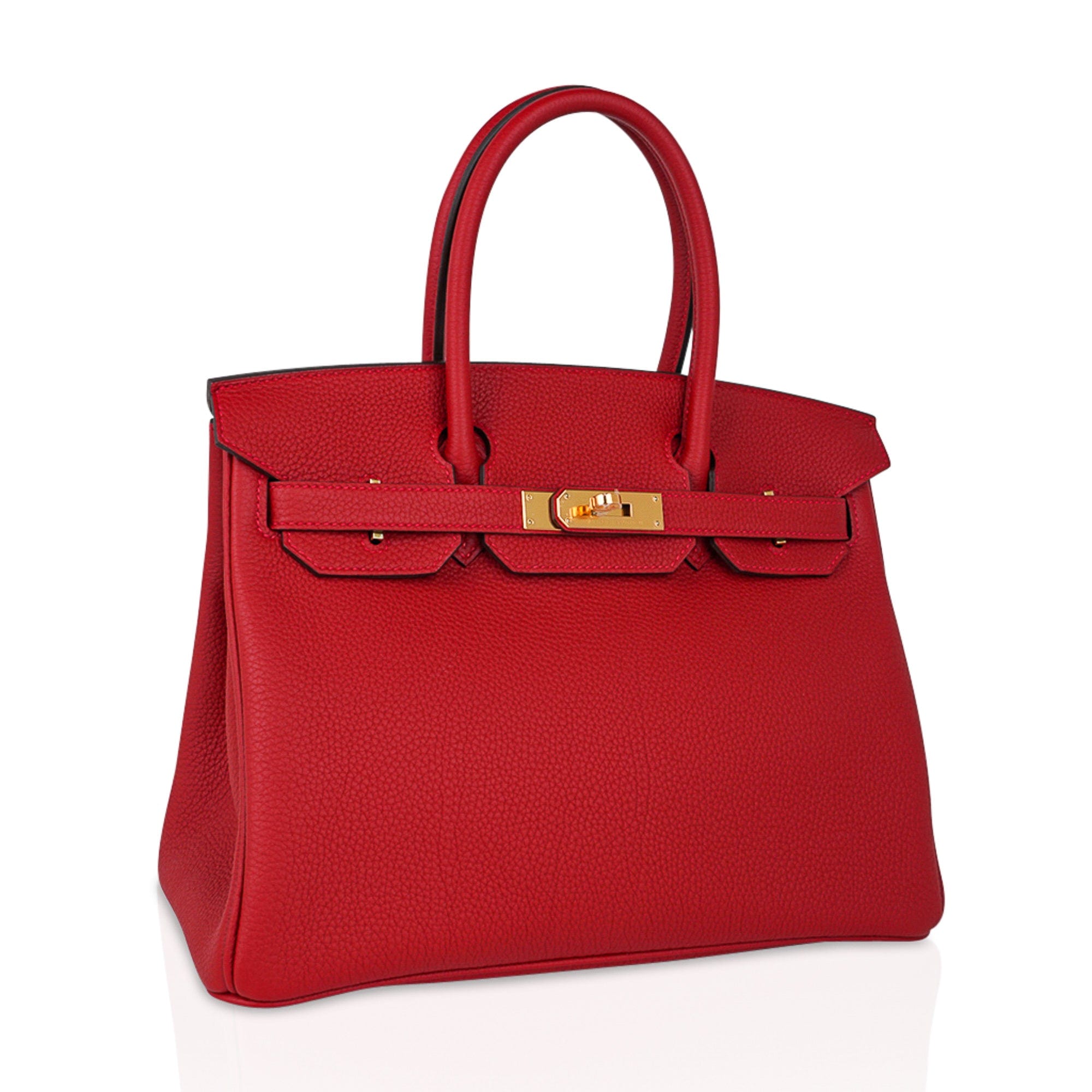 Hermes Birkin 30 Bag Lipstick Red Rouge Vif Togo Leather with Gold Hardware