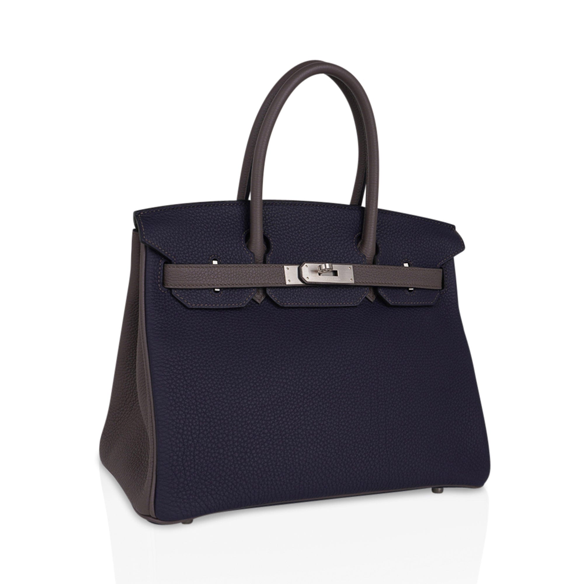 Birkin 30 leather handbag Hermès Blue in Leather - 25854303