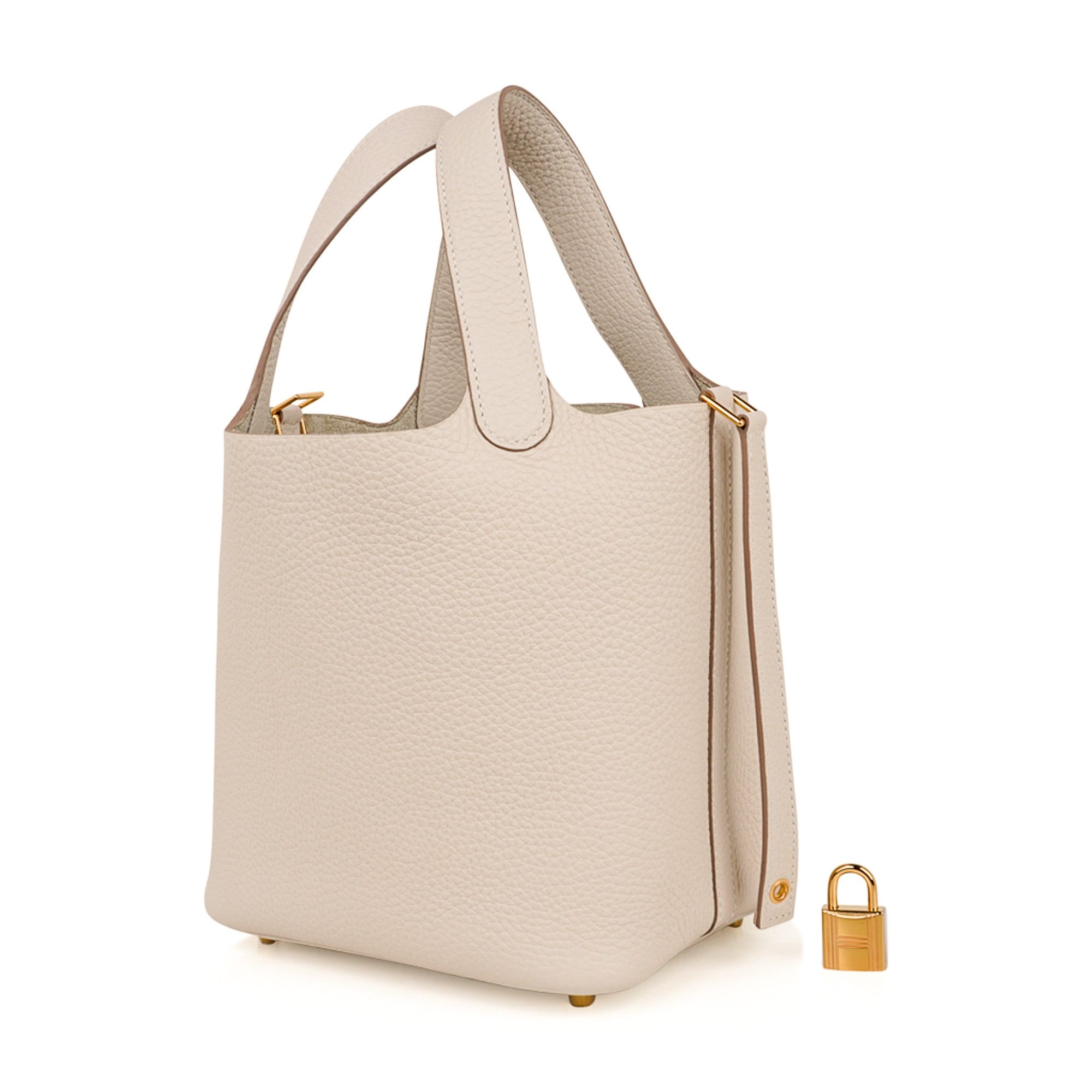 Hermes Lock 18 Bag Craie Gold Hardware Clemence Leather – Mightychic