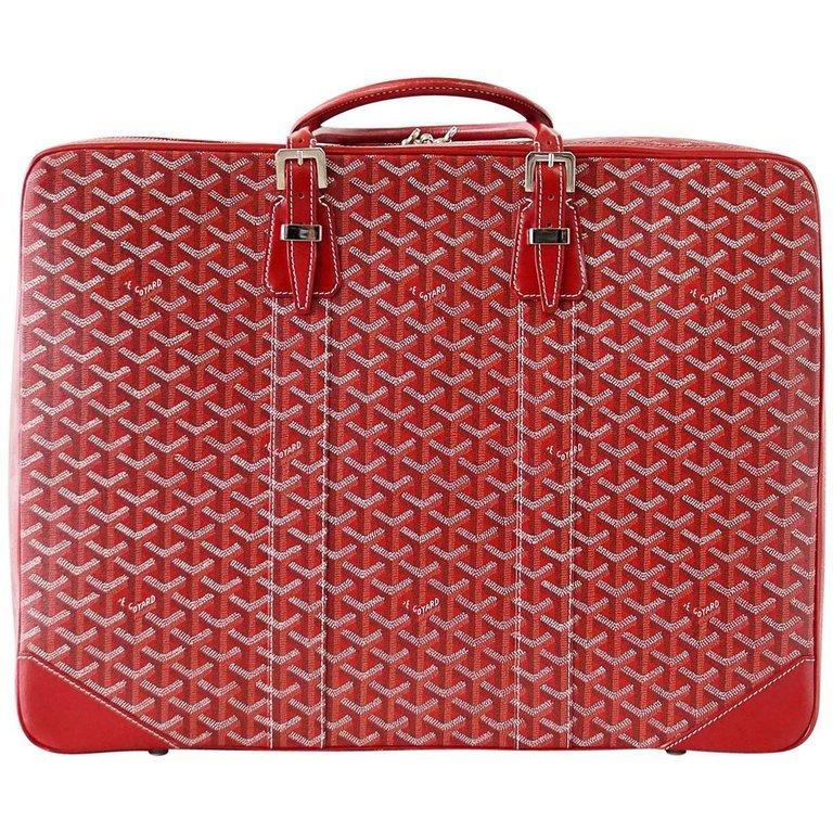 Goyard Suitcase In Woven Canvas - Red Rose Paris