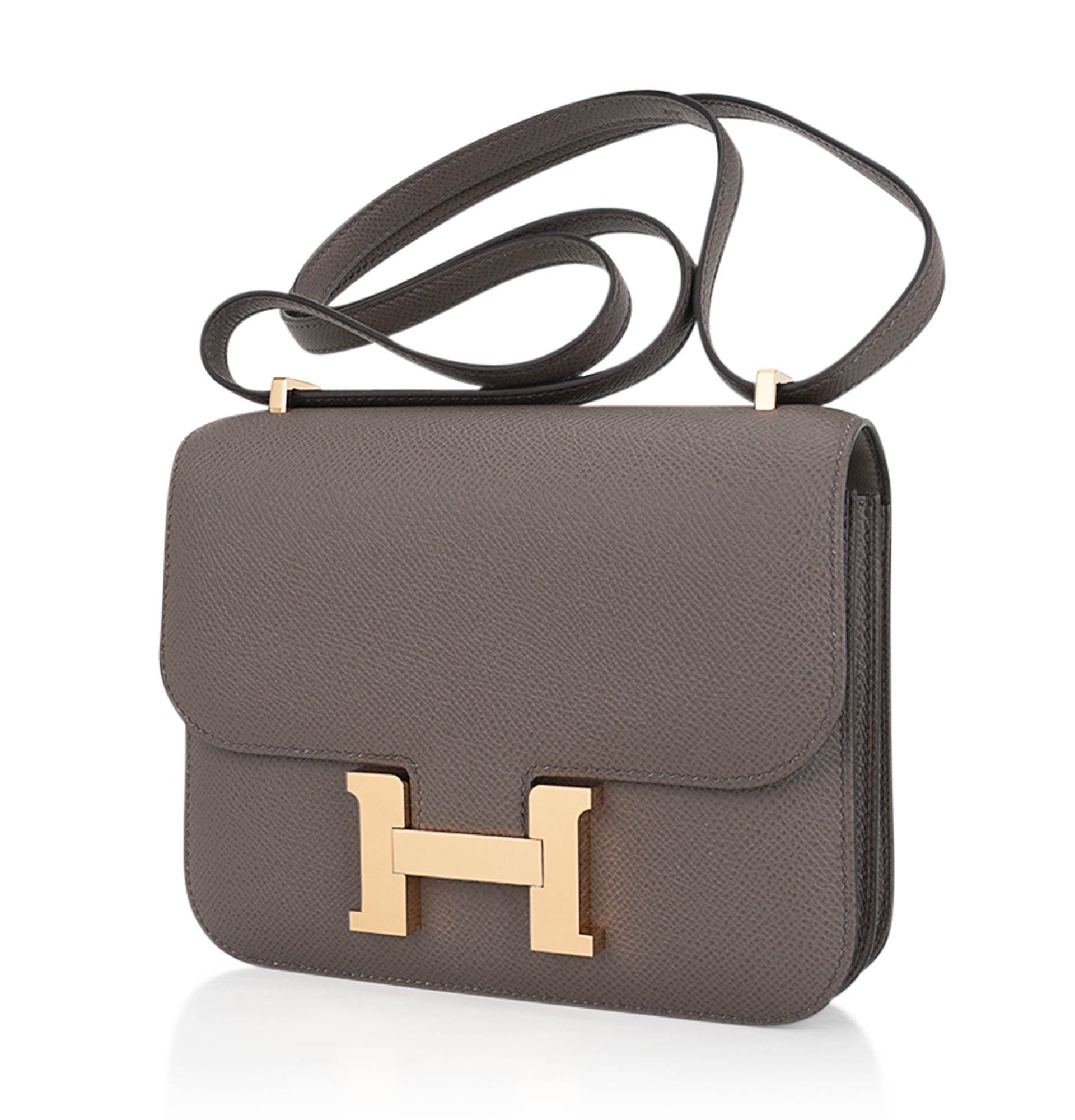 Hermes Mini Constance 18 Bag Etain Epsom Leather with Gold Hardware