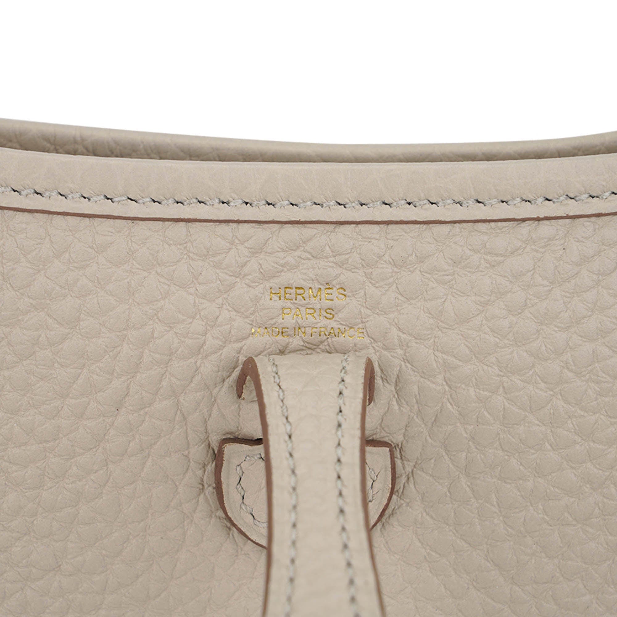 Hermes Mini Evelyne TPM Beton Crossbody Bag Gold Hardware Clemence Lea –  Mightychic