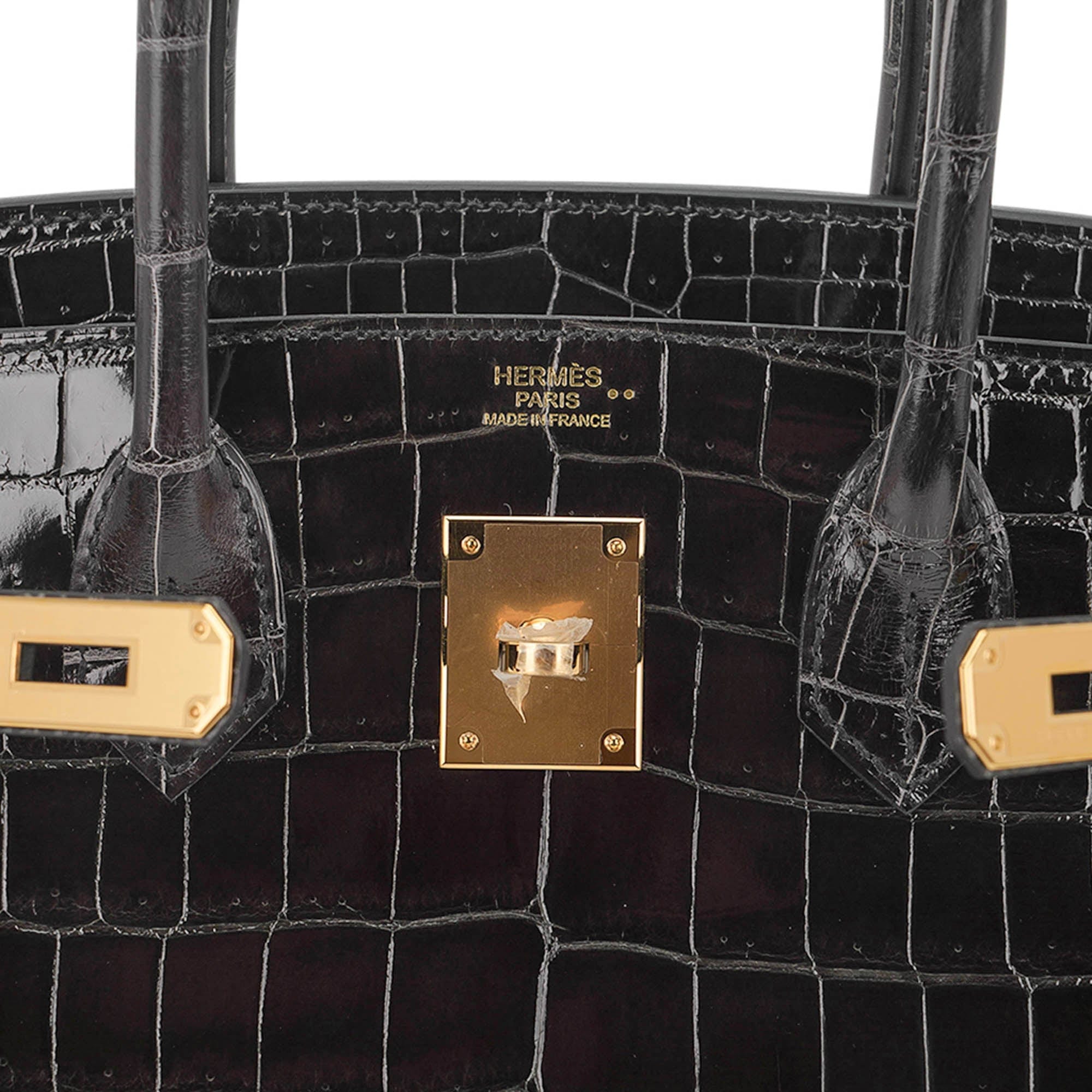 Hermes Birkin 30 Bag Graphite Niloticus Crocodile with Gold Hardware