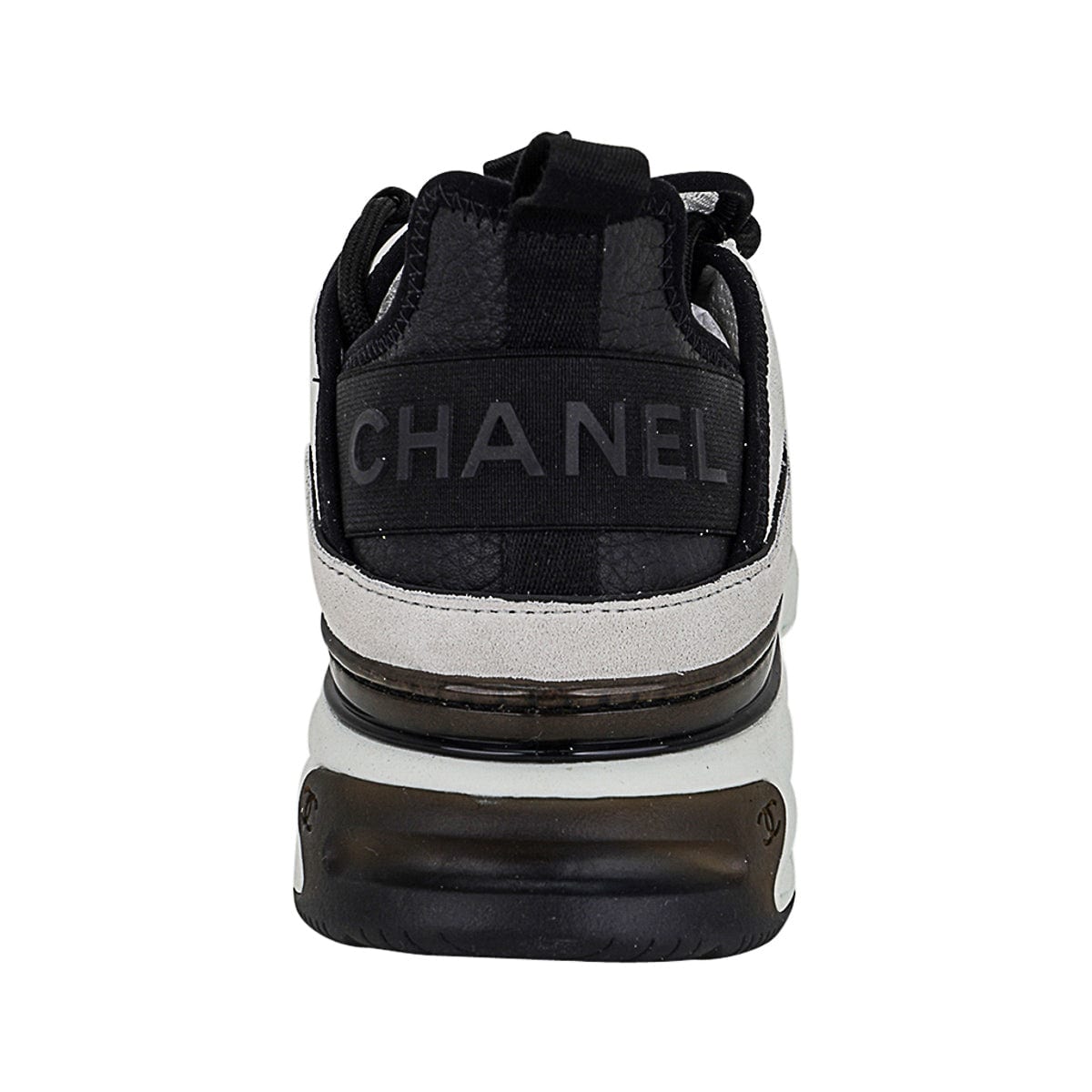 Chanel Velvet Calfskin Mixed Fibers CC Sneaker 39.5 White and Black