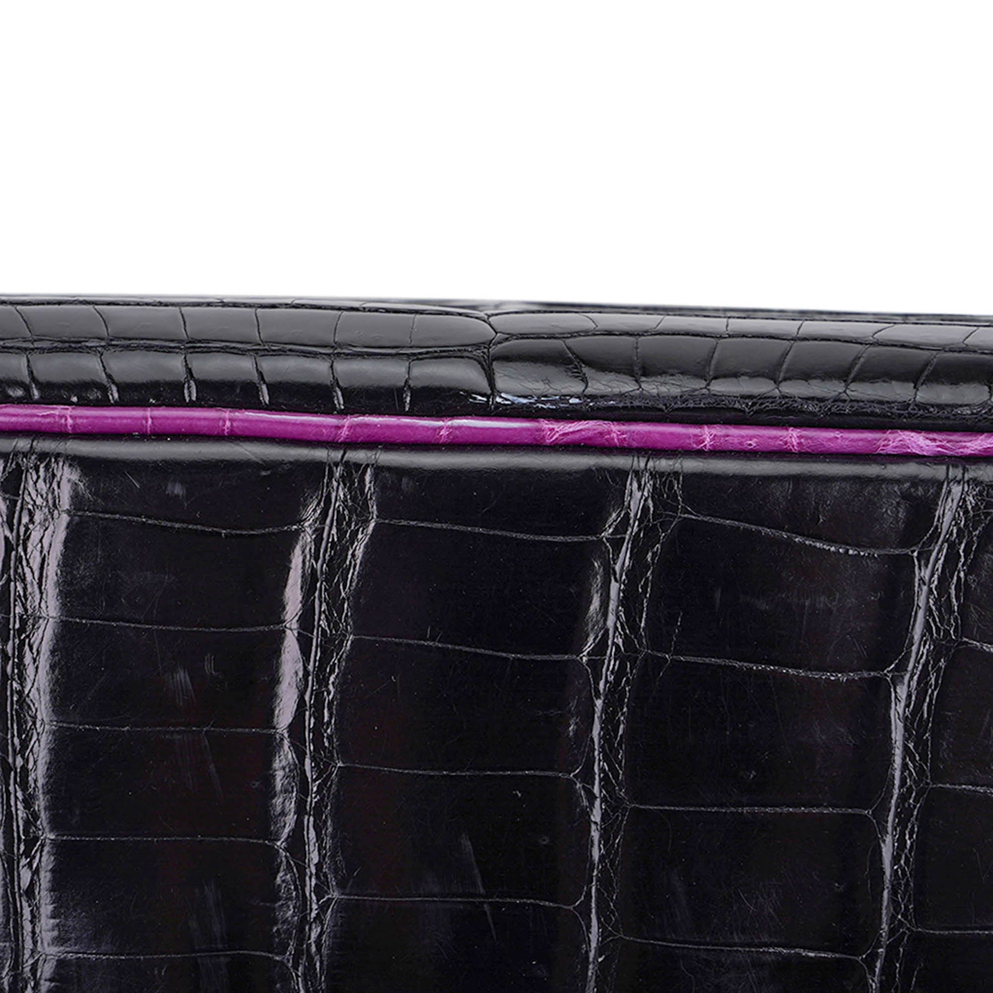 Hermes Birkin HSS 35 Black Violet Exotic Porosus Crocodile Bag Palladium  Hardware • MIGHTYCHIC • 
