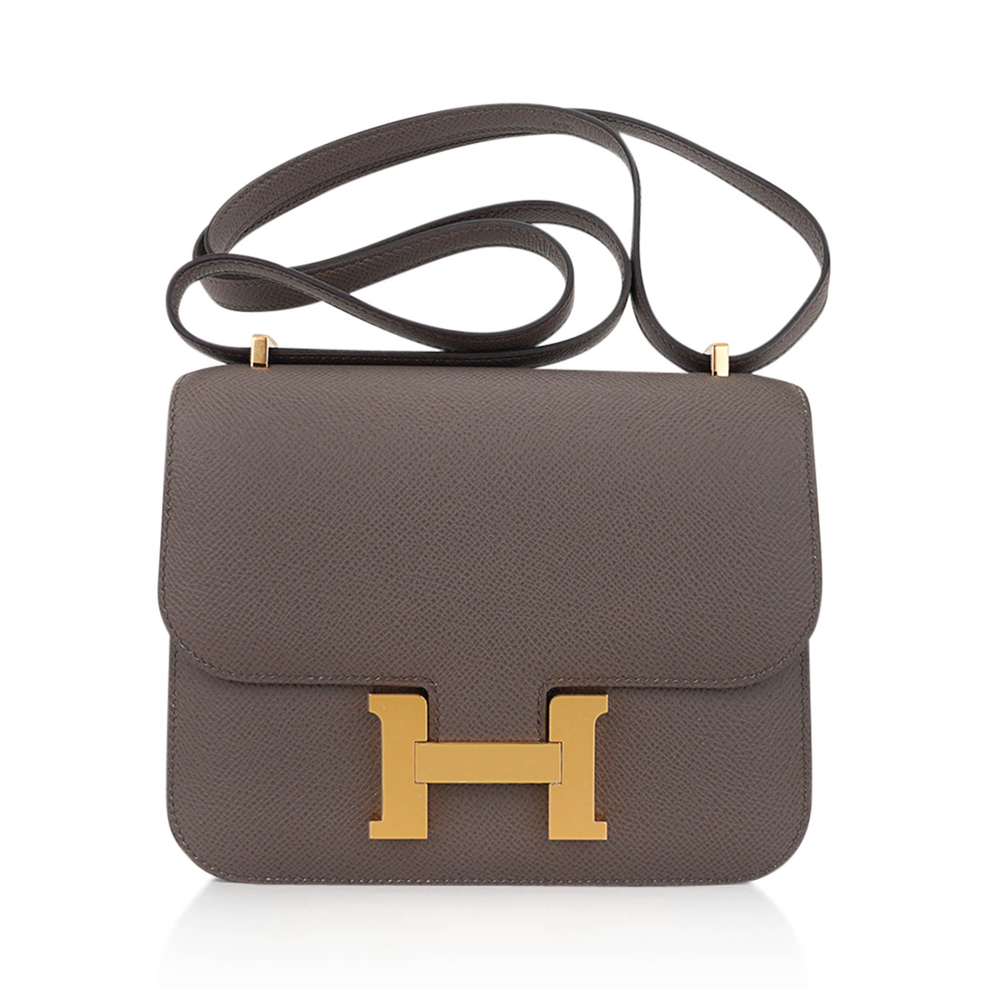 Hermes Mini Constance 18 Bag Etain Epsom Leather with Gold Hardware