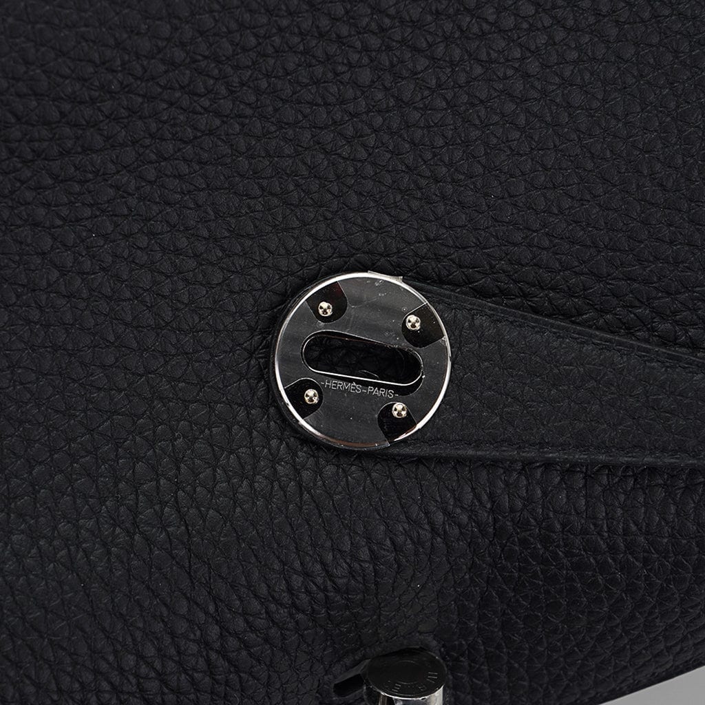 Hermes Lindy 26 Bag Black Clemence Leather with Palladium Hardware