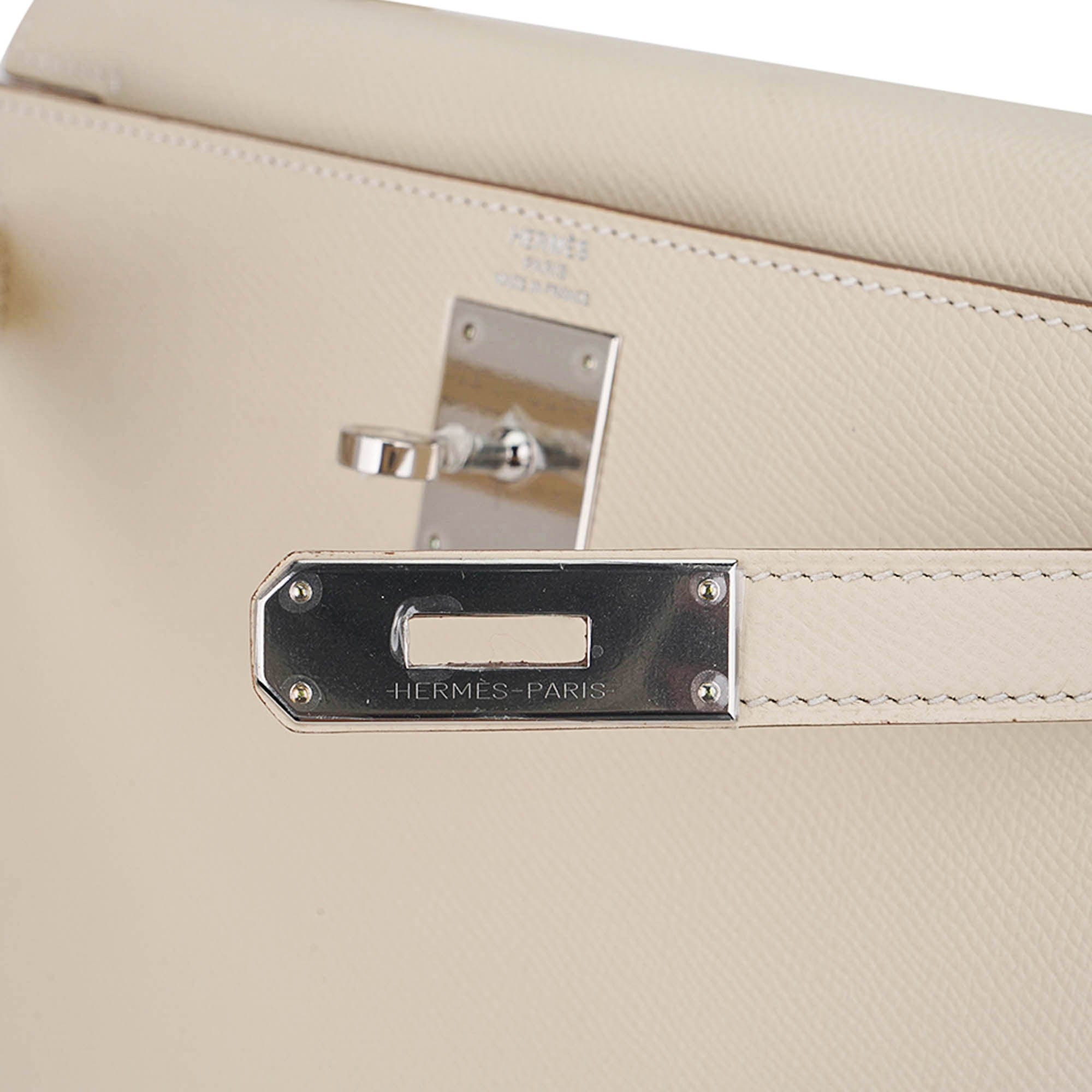 Hermes Kelly 28 Sellier Craie Bag Palladium Hardware Epsom Leather