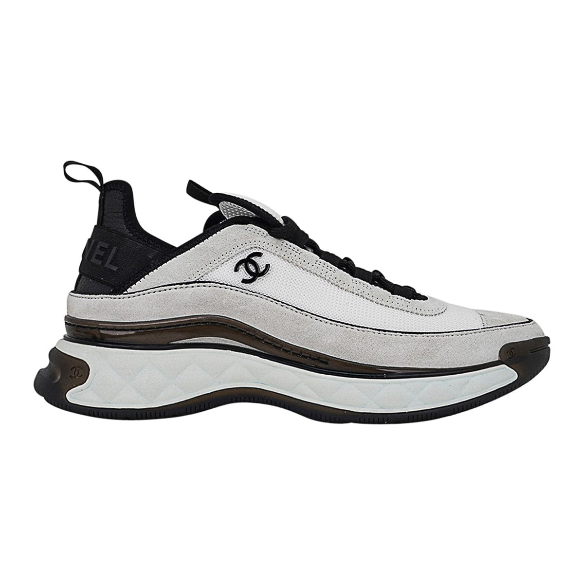 CHANEL Calfskin Velvet CC Sneakers 40.5 Navy Silver Red 1305893