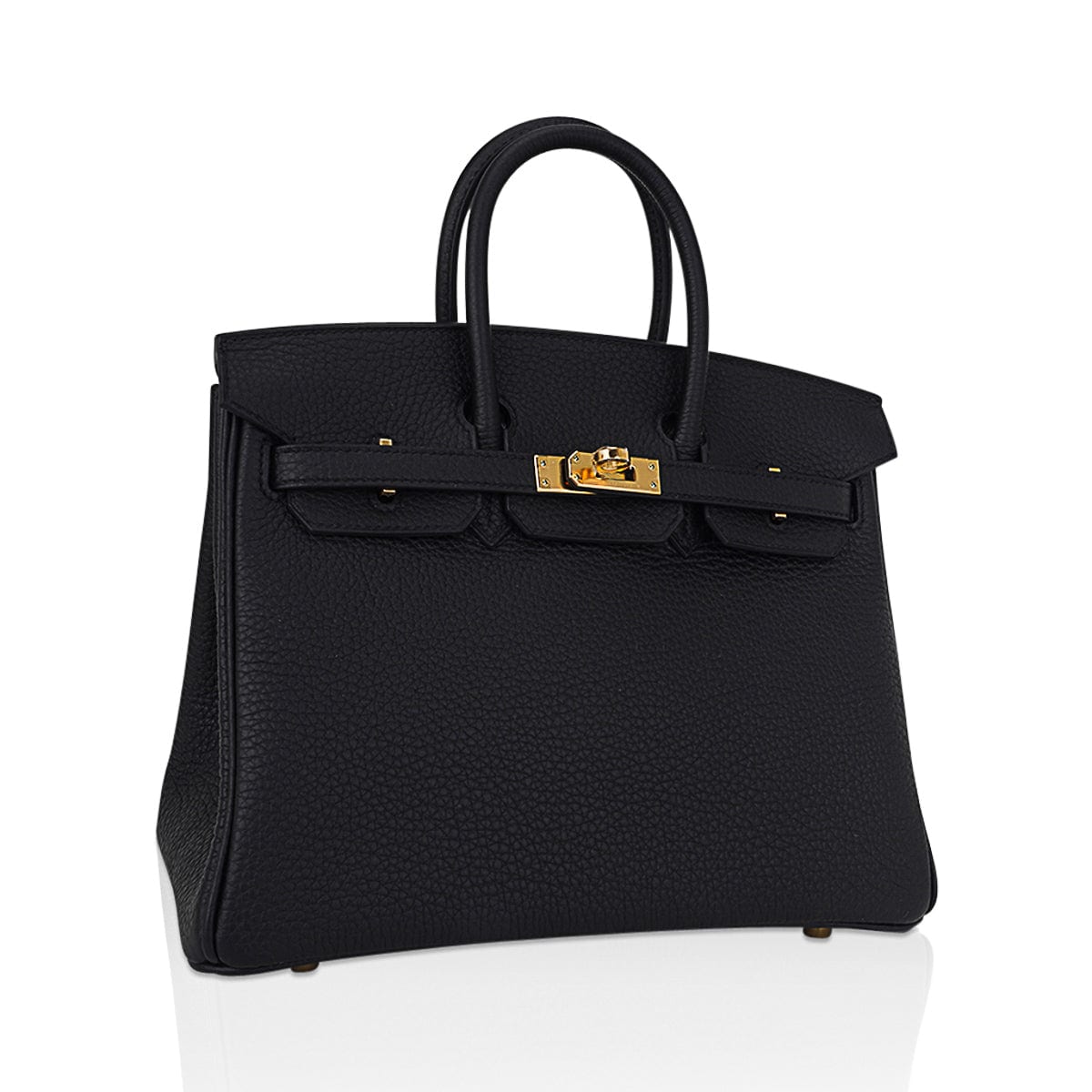 Hermes Birkin 25 Black Bag Gold Hardware Togo Leather