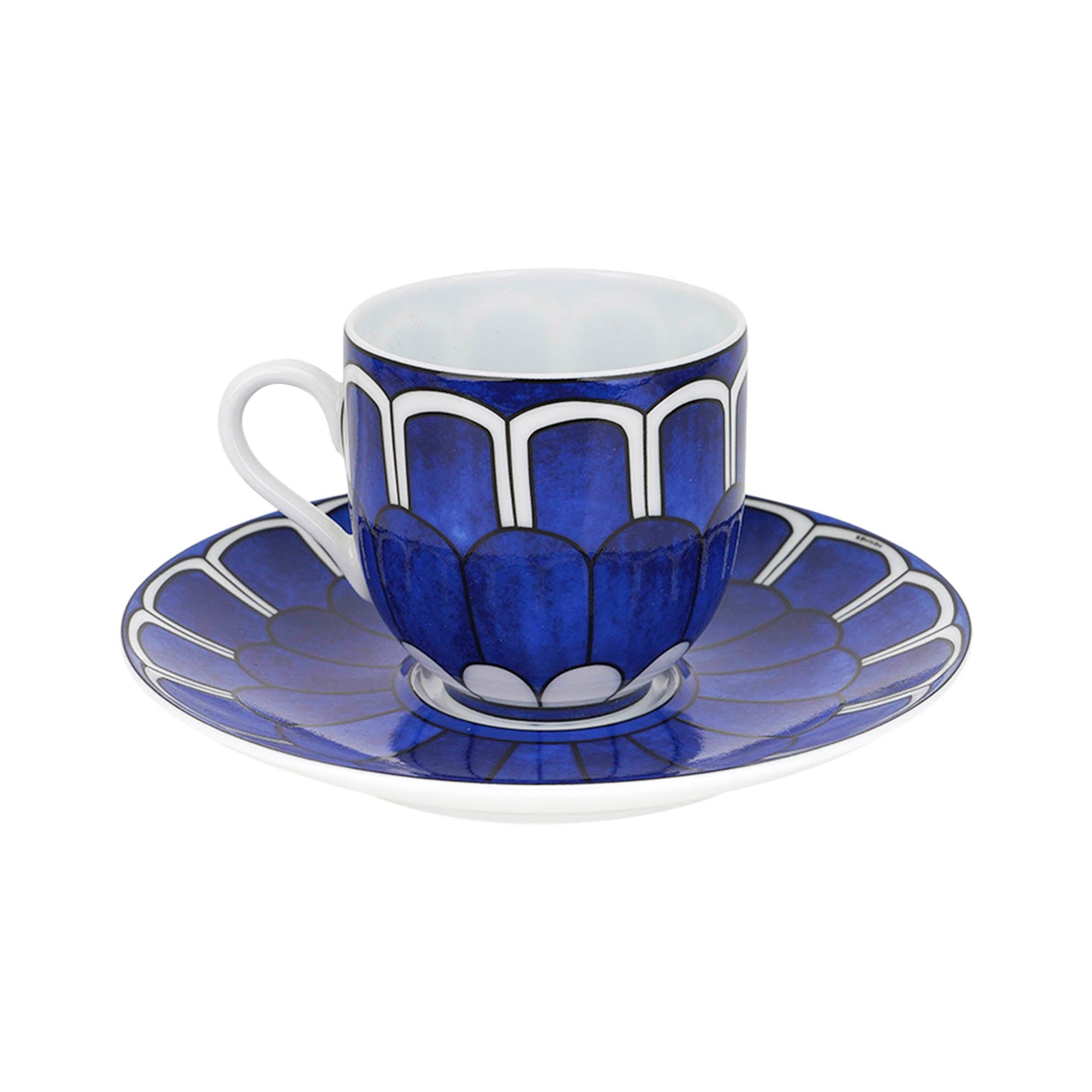 Hermes Bleus d'Ailleurs Demitasse (Espresso) Cup and Saucer Set of Six