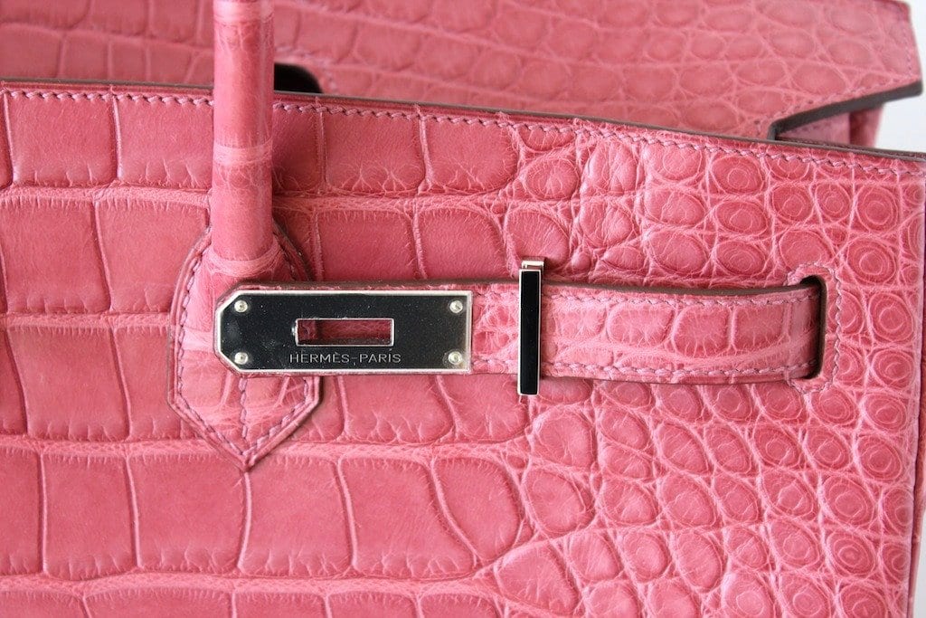 Birkin 40 Hermes bag BOIS DE ROSE pink matte Alligator palladium –  Mightychic