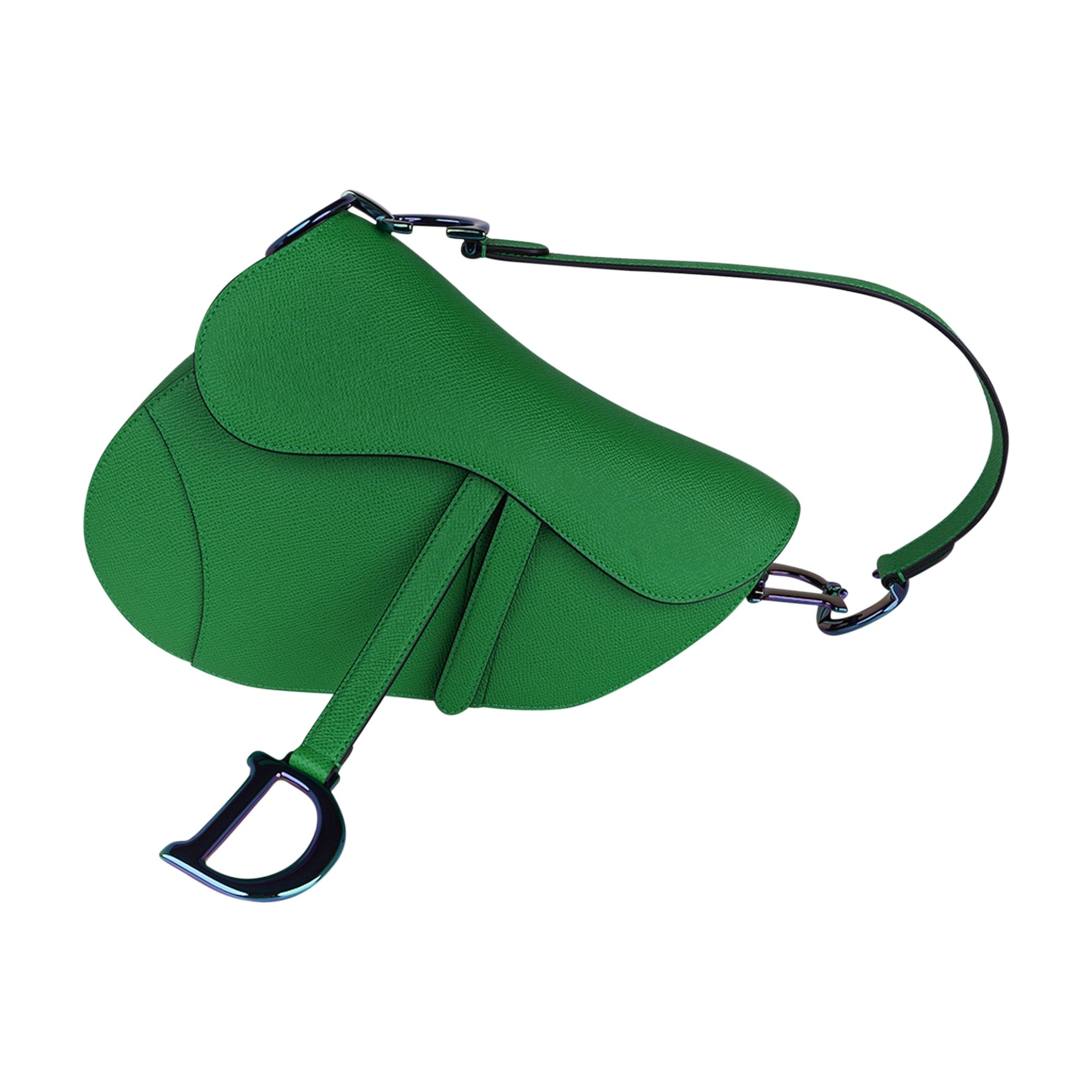 Christian Dior Saddle Bag Bright Green Calfskin Iridescent Hardware Ne –  Mightychic