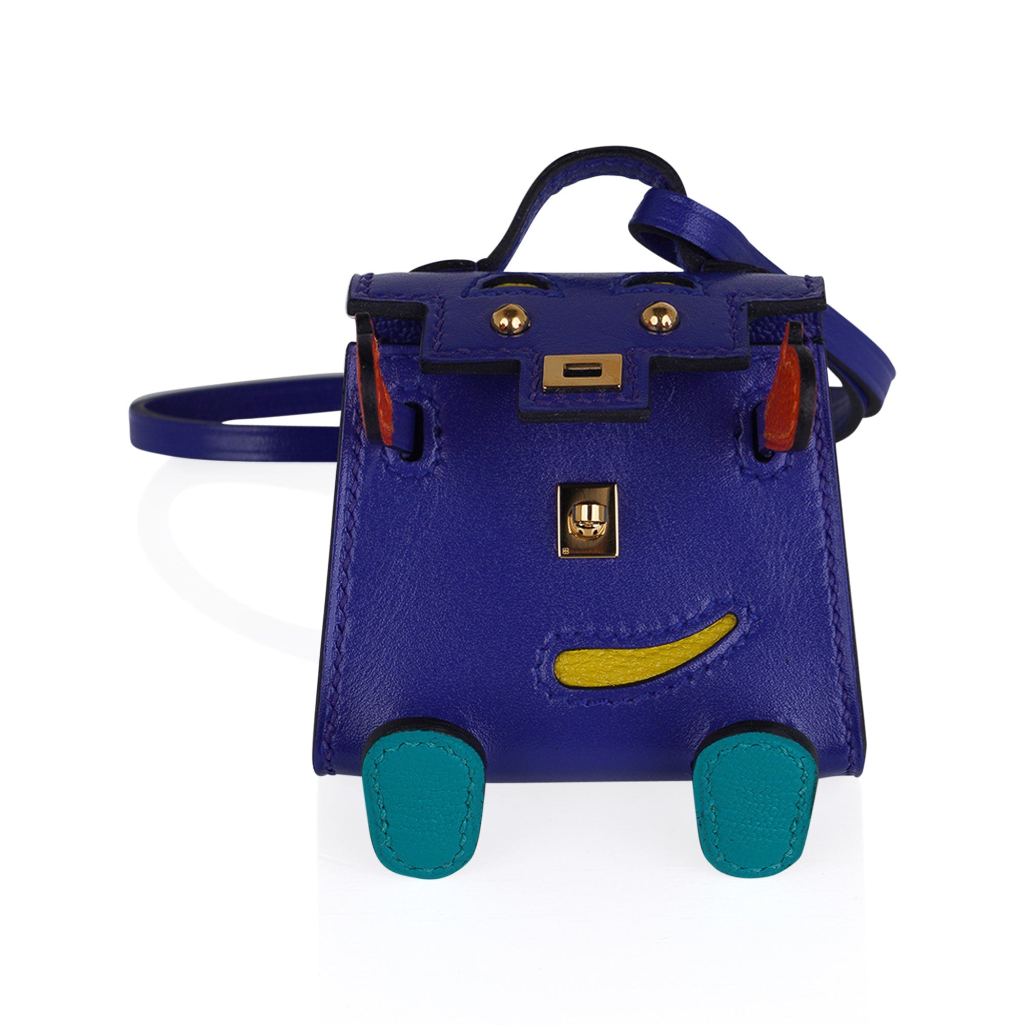 Hermès Kelly Quelle Idole Bag Charm Blue Electric, Feu, Jaune de Naple