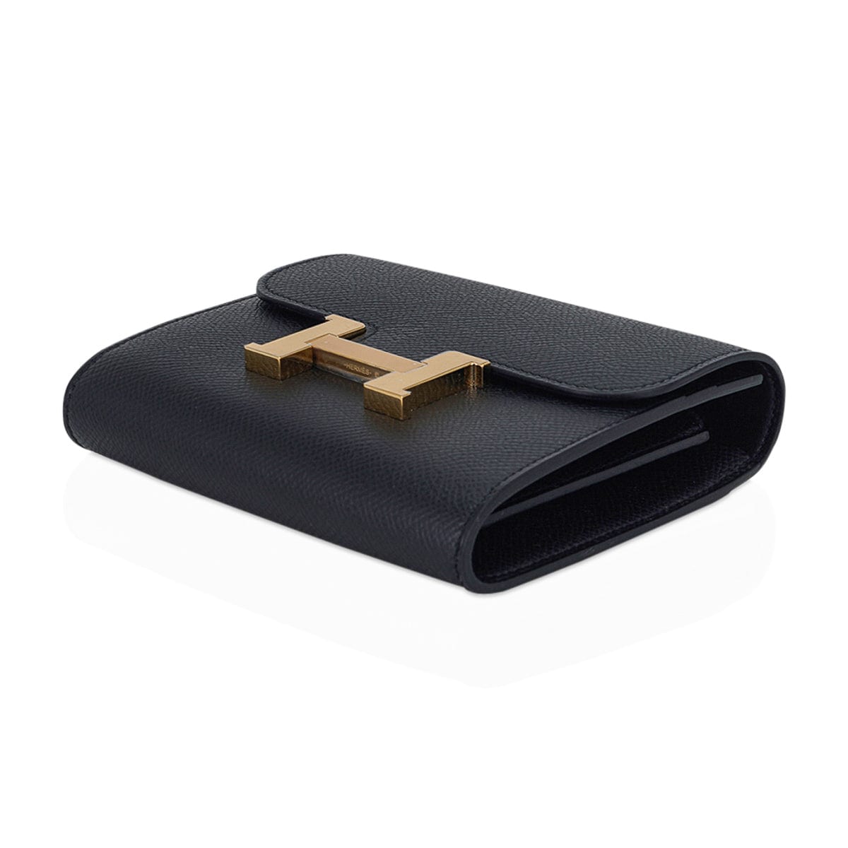 HERMES Constance Compact Wallet Noir Epsom RGHW - Timeless Luxuries