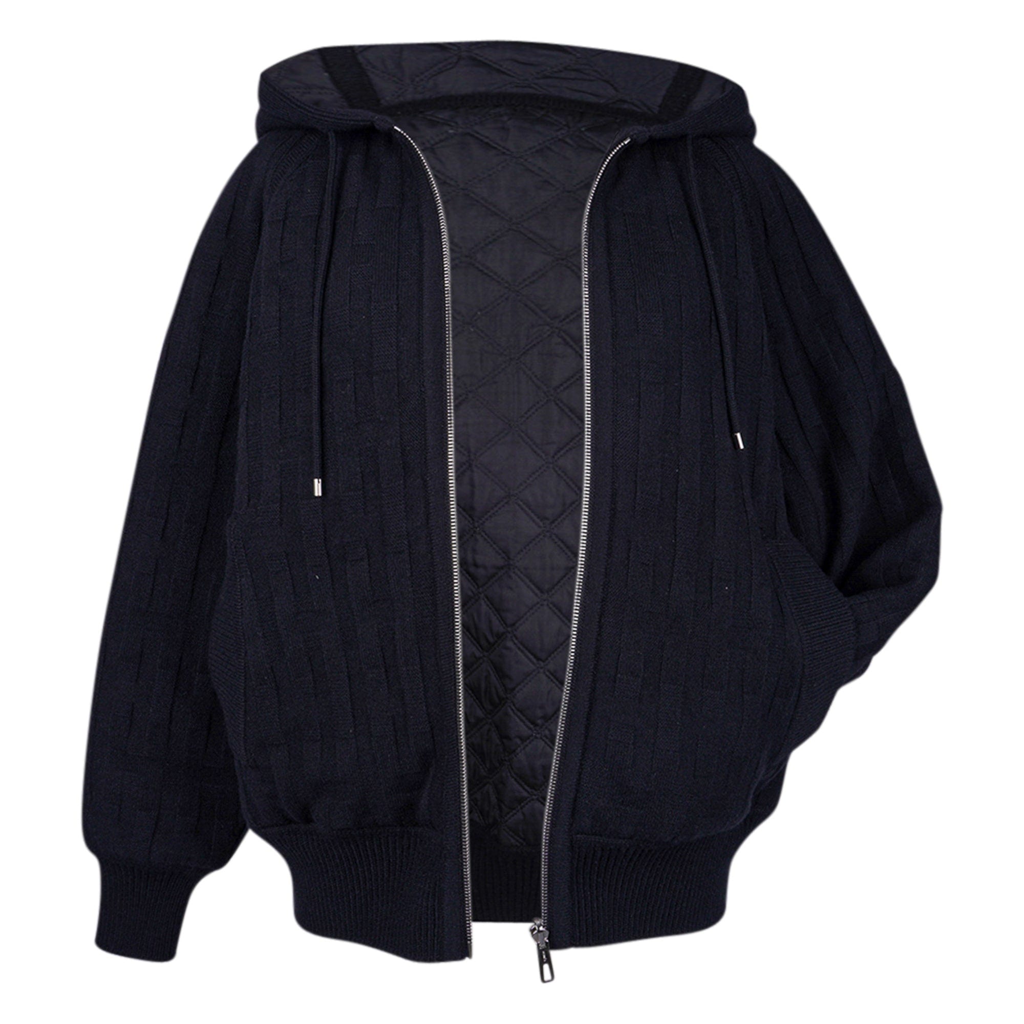Louis Vuitton Grey Cashmere & Cotton Hooded Zip Front Jacket L Louis Vuitton