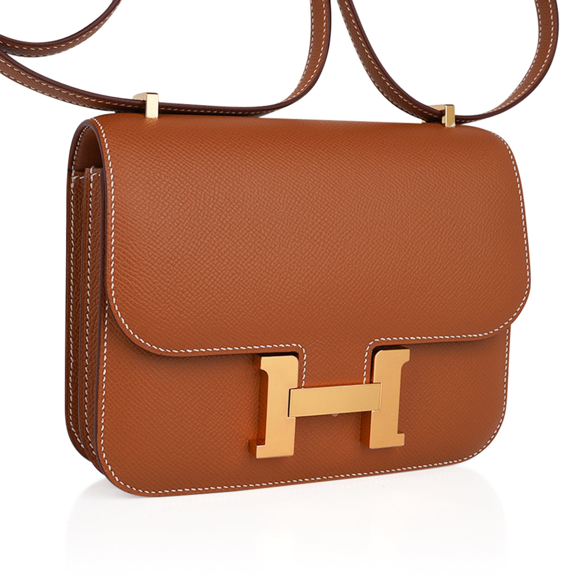 A BARÉNIA LEATHER MINI CONSTANCE 18 WITH GOLD HARDWARE